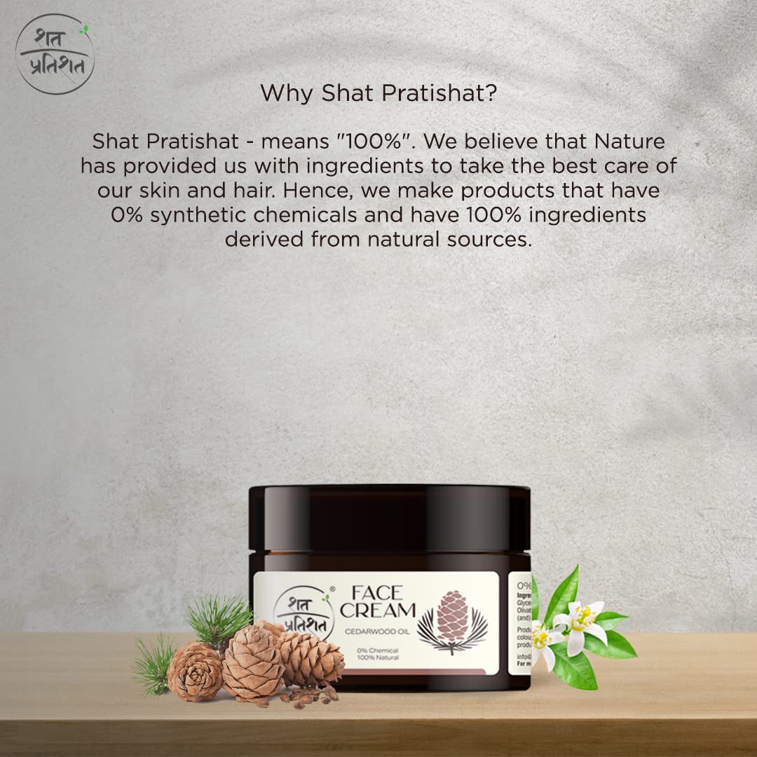 100% Natural Shat Pratishat Face Cream Moisturizer (100g) with Cedarwood & Neroli Essential Oil | Chemical-Free Skincare | Hydrating & Nourishing for Dry Skin | Perfect for Daily Use & Nighttime Routine