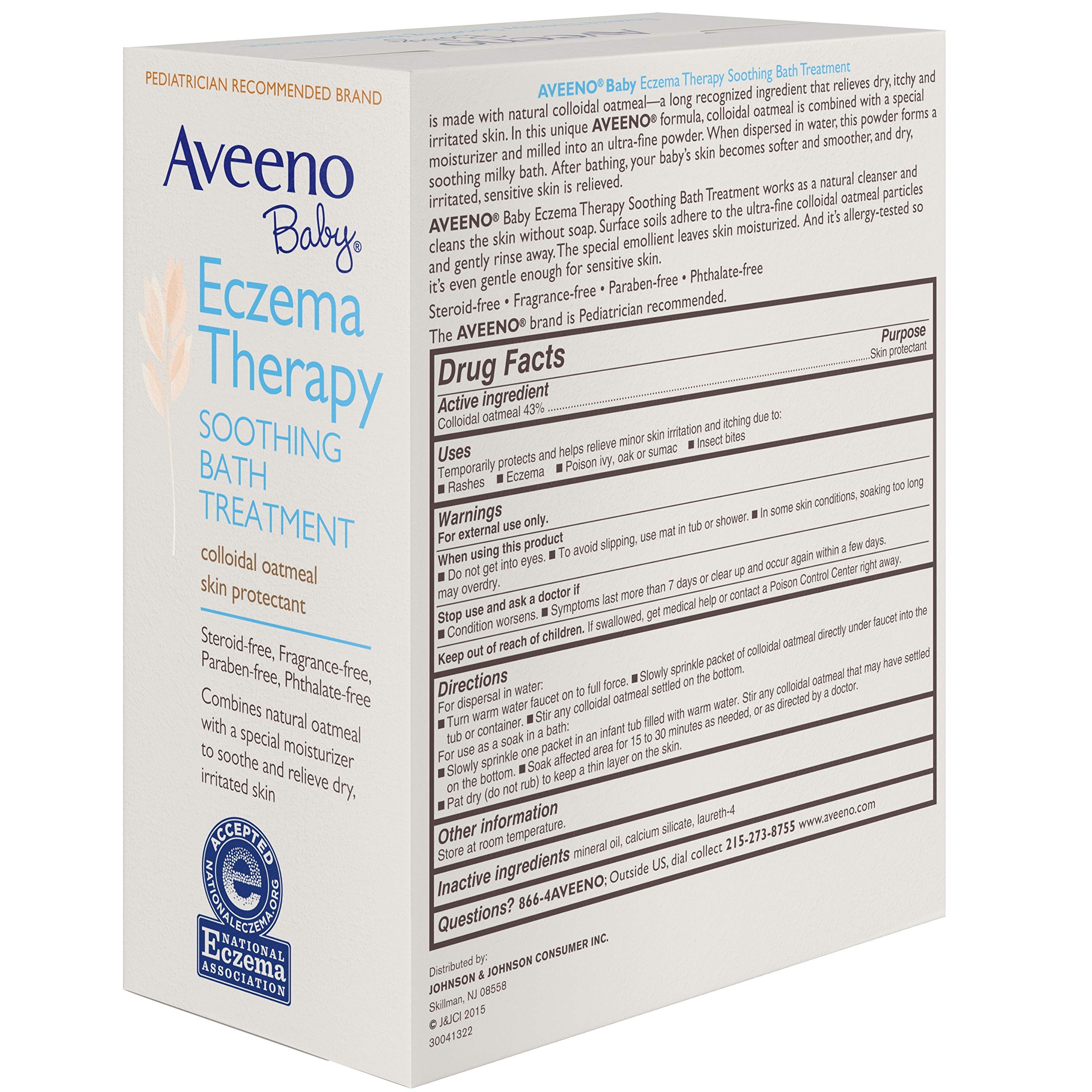 Aveeno Baby Eczema Therapy Moisturizing Soothing Bath Treatment for Babies - 5 Count Pack - Gentle Relief for Dry, Itchy Skin - Perfect for Nighttime Baths & Sensitive Skin Care