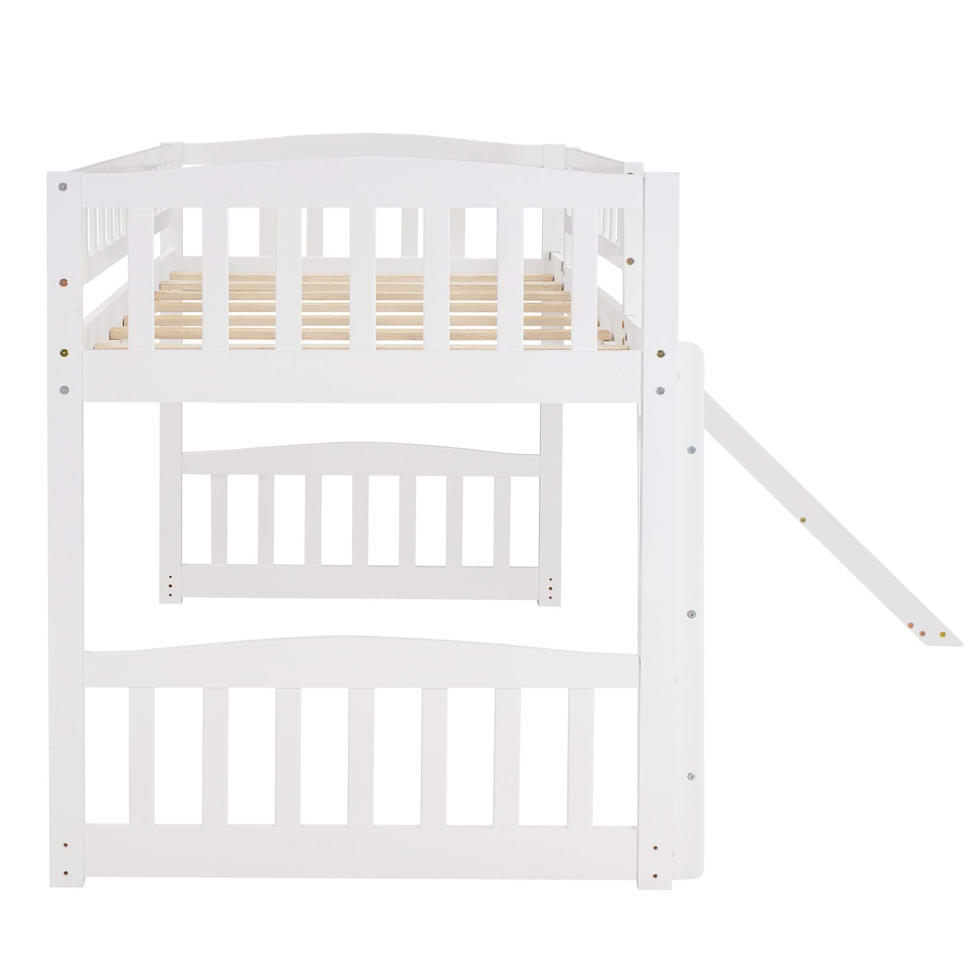 **Space-Saving Twin Loft Bed for Kids & Teens - White Loft Bed Frame with Reversible Slide & Safety Rail Ladder - Perfect for Small Bedrooms, Guest Rooms & Dorm Rooms**