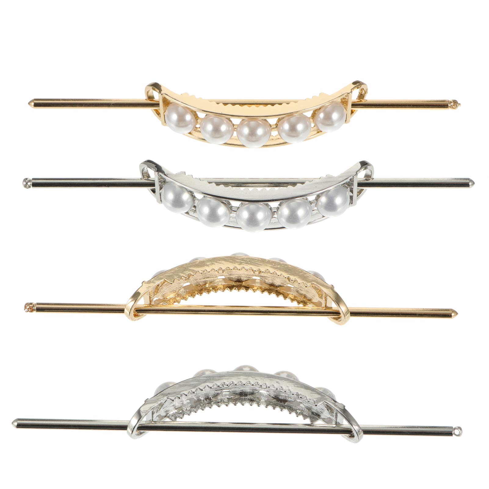 Vintage Hair Sticks for Women - 2pcs Decorative Alloy Pearl Hairpins, Shawl Pins, Hair Forks & Bun Holders - Golden & Silver Hair Accessories for Women & Girls | Perfect for Updos, Weddings & Special Occasions