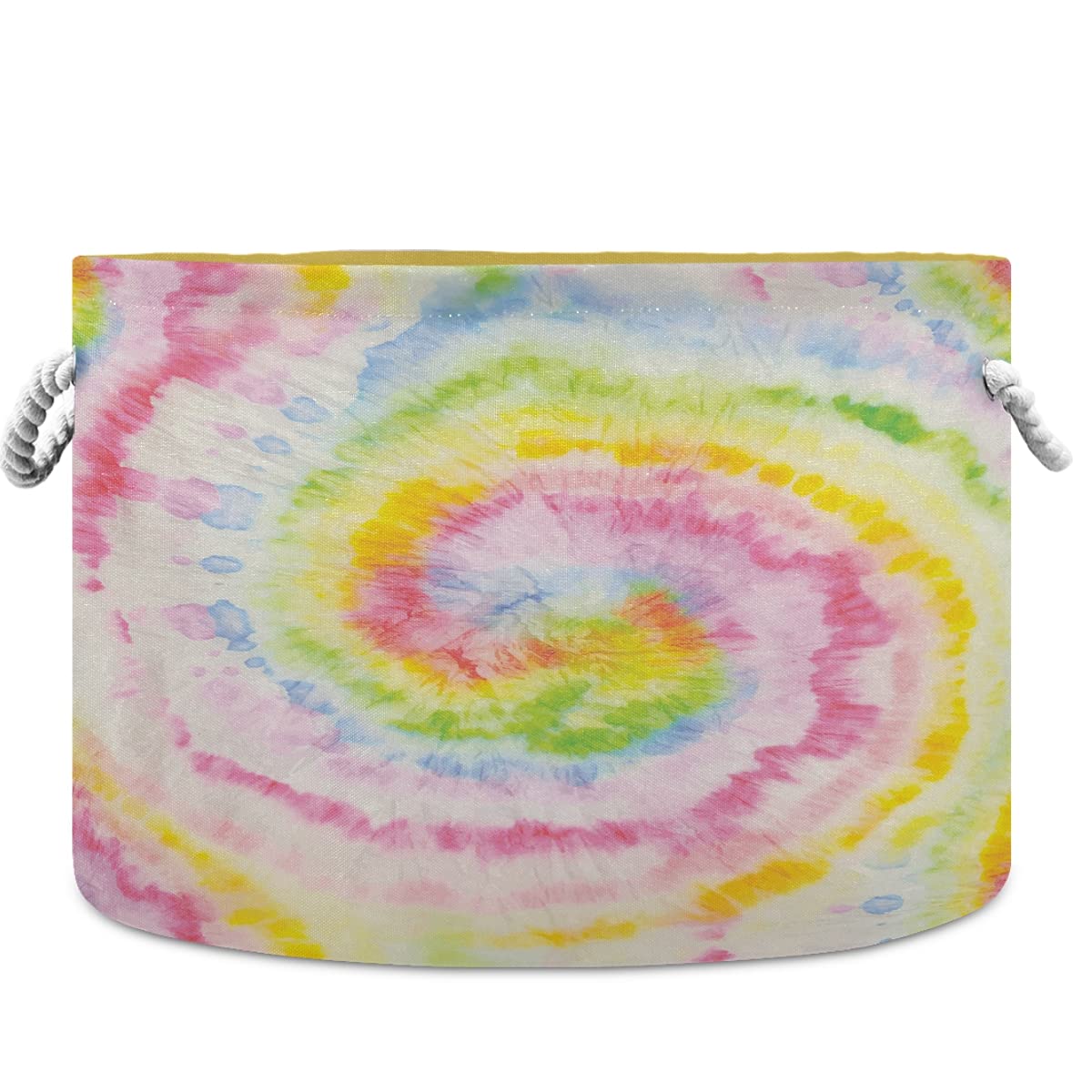 Visesunny Rainbow Tie Dye Swirl Collapsible Fabric Laundry Basket - Foldable Storage Bin for Clothes, Toys & Organizing - Perfect for Bathroom, Bedroom, Nursery, Closet & Office - Great for Laundry Day, Kids' Room Storage & Home Organization