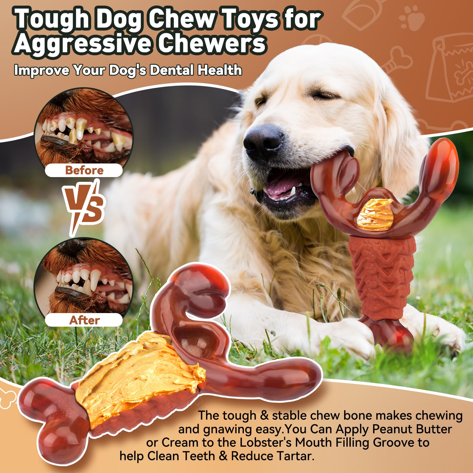 **Durable Indestructible Dog Chew Toys for Aggressive Chewers - Large & Medium Dogs, Interactive Squeaky Toys to Keep Pets Busy & Entertained (Red) - Perfect for Playtime, Training & Anxiety Relief**
