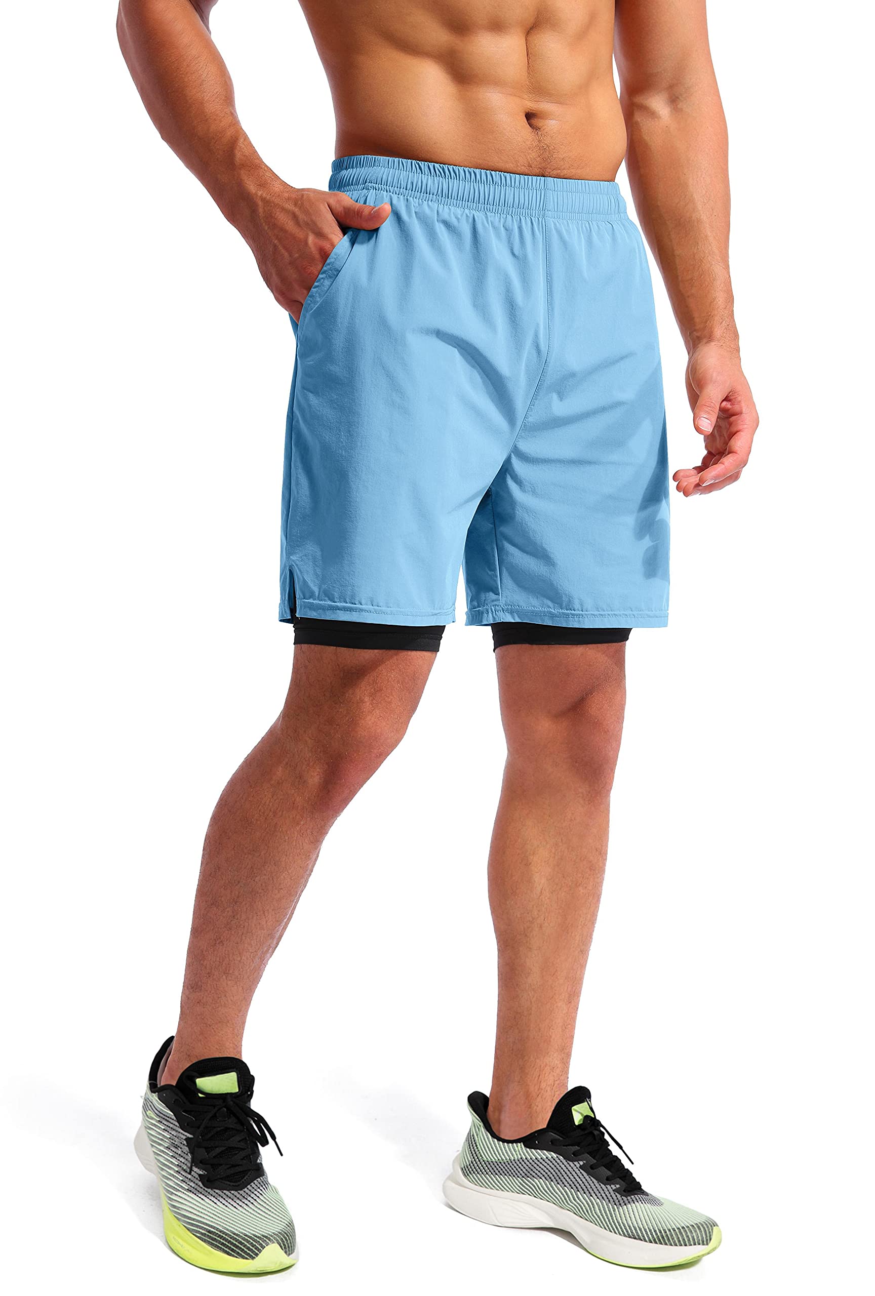 Pudolla Men's 2-in-1 Running Shorts 7