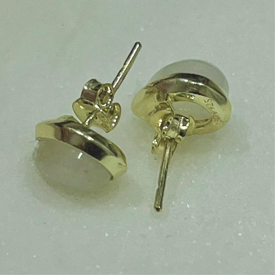 Laihas Gold Moonstone Stud Earrings for Women - Classic Chic Raindrop Design - Perfect for Wedding, Party & Everyday Wear