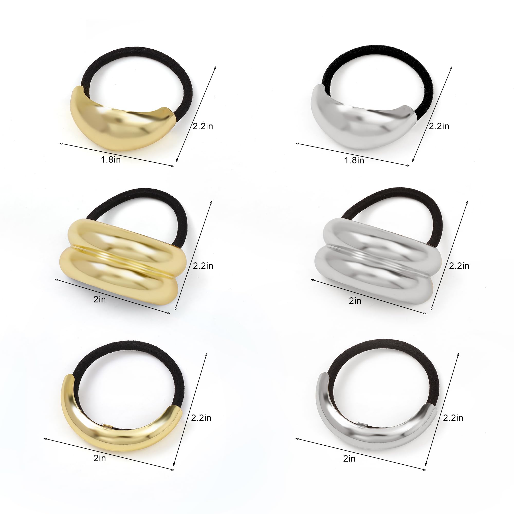 Gold Metal Hair Cuffs & Elastic Hair Ties for Women - Ponytail Holders for Thick & Thin Hair - Perfect for Workouts, Office & Everyday Styling