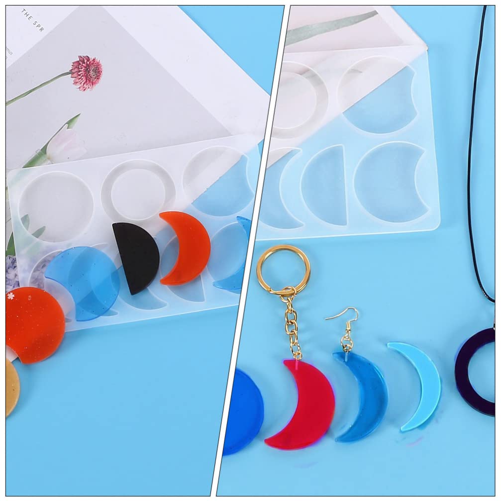 Moon Phase Silicone Molds for Resin Casting - 2PC Set (Crescent & Full Moon) - DIY Epoxy Jewelry Making, Keychain Pendants, Craft Art Supplies - Perfect for Home Decor, Gift Making & Boho Style Accessories