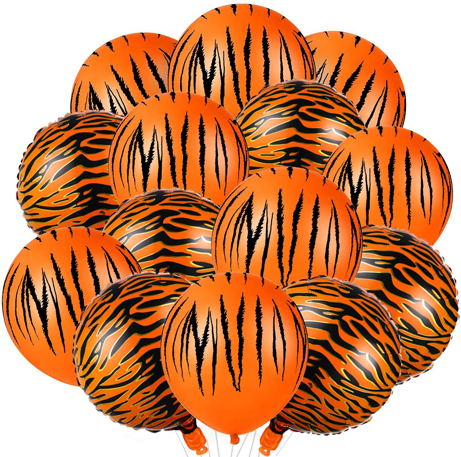 44-Piece Tiger Stripes Balloon Set - 40 Latex Balloons & 4 Foil Balloons for Jungle Theme Party Decorations | Perfect for Birthday, Baby Shower, and Safari-Themed Events