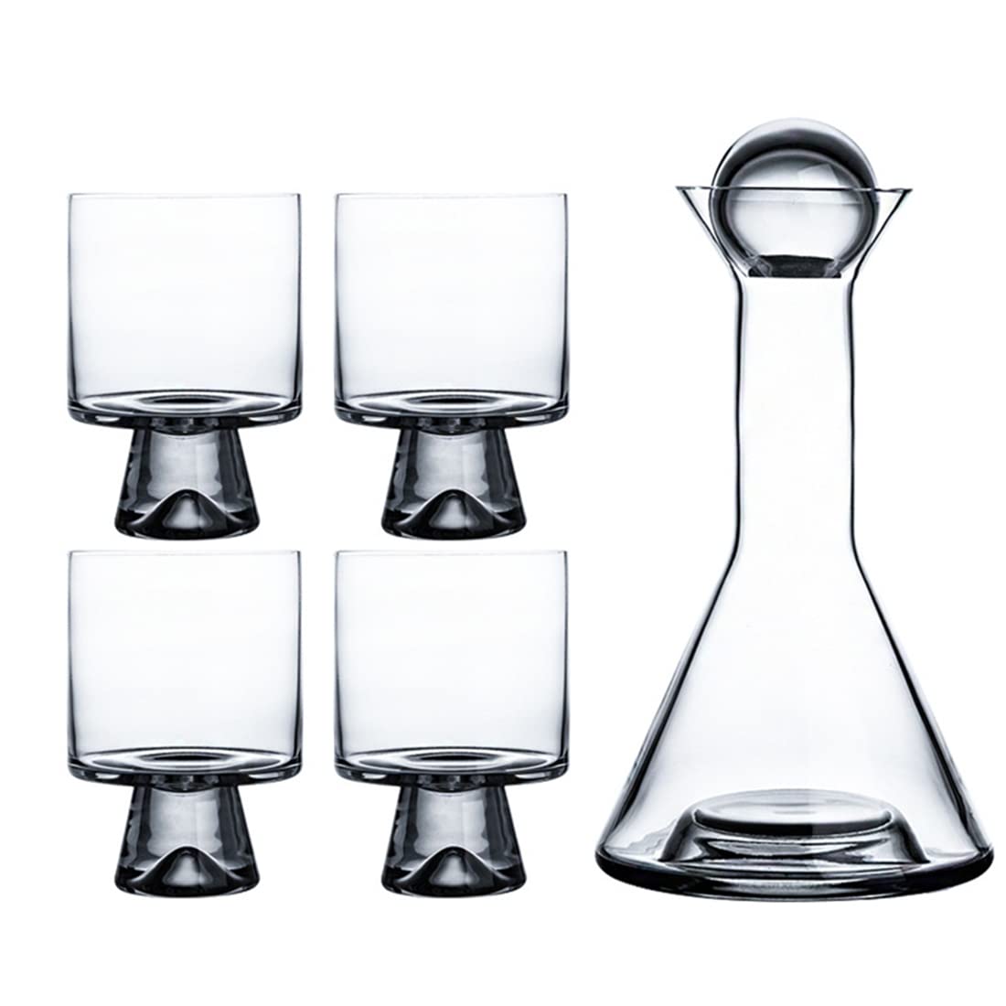 Premium Crystal Whiskey Decanter Set with 4 Glasses - Elegant Grey Electroplated Home Bar Accessories for Bourbon, Scotch & Whiskey Lovers | Perfect Anniversary, Birthday & Housewarming Gift for Men & Women | Ideal for Dinner Parties, Home Bars & Special Occasions