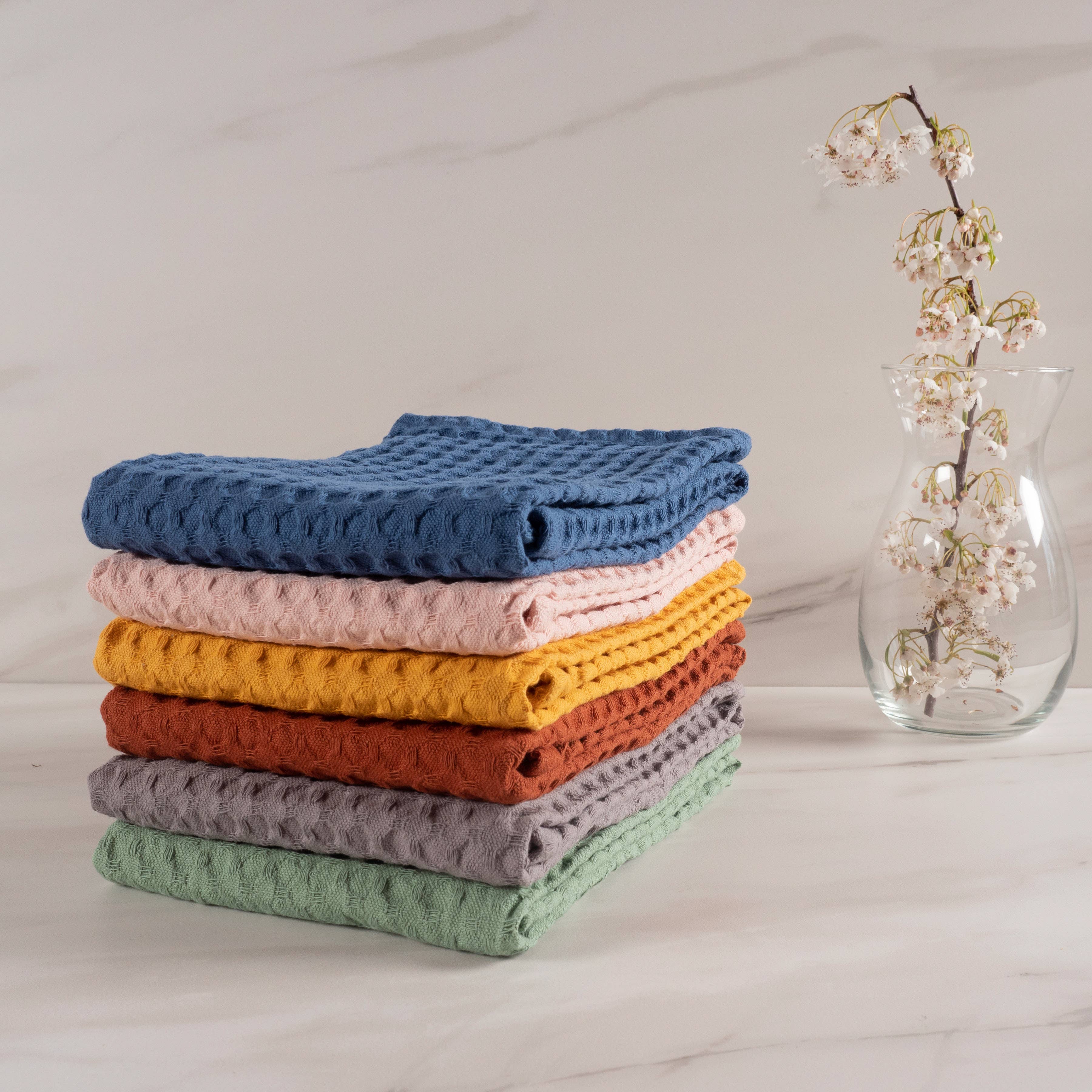 Premium Jumbo Waffle Weave Kitchen Towels Set - Super Absorbent & Quick Drying Dish Cloths for Cooking, Baking & Cleaning - 6 Pack Cotton Kitchen Towels for Home & Restaurant Use