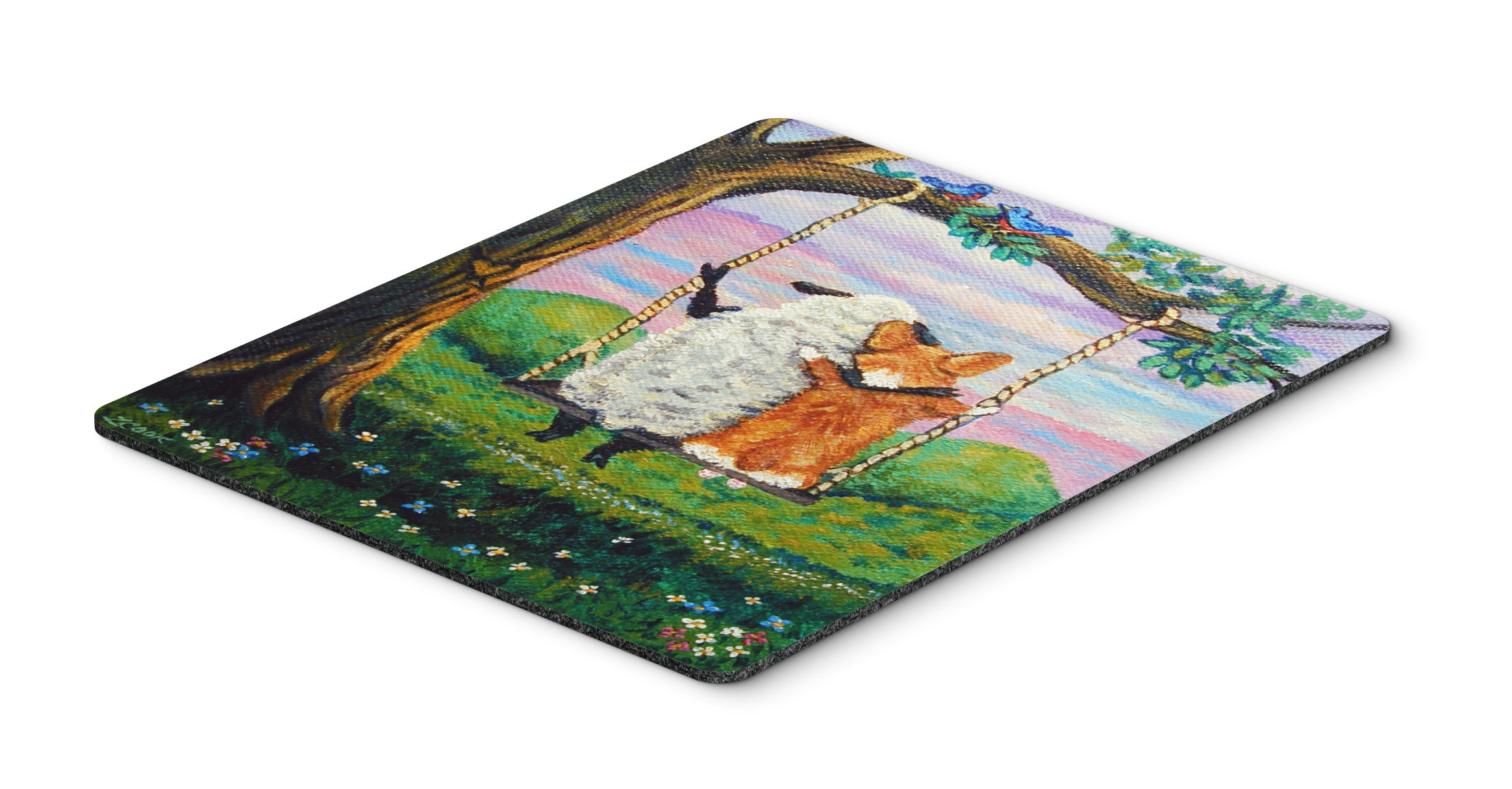 Caroline's Treasures 7439MP Corgi with Sheep Love Grows Mouse Pad - Large Washable Non-Slip Desk Mat for Home Office, Gaming, Computer & Laptop Use - Perfect Gift for Pet Lovers & Workspace Decor