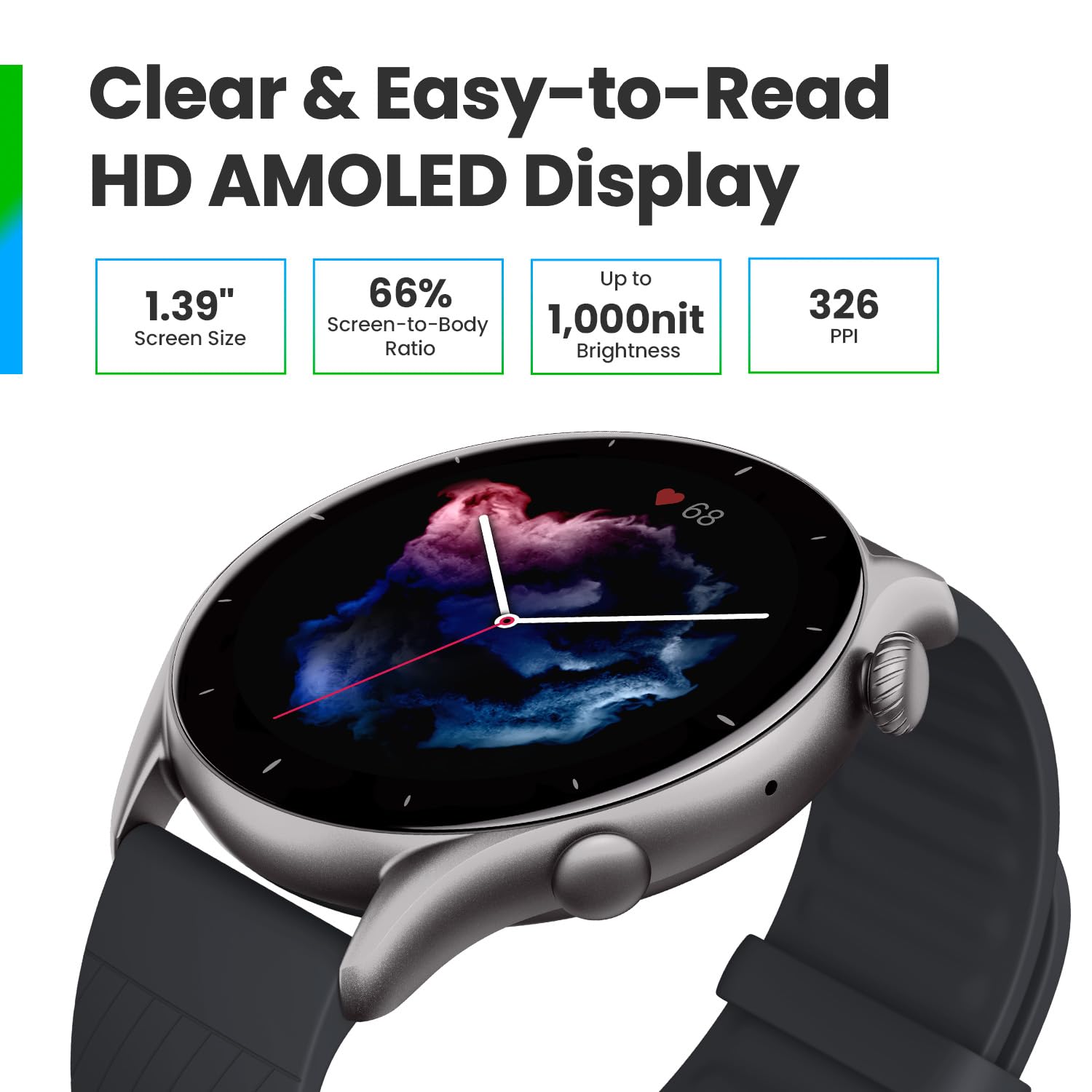 Amazfit GTR 3 Smart Watch 46mm for Android & iPhone - 21-Day Battery Life, Built-in Alexa, GPS Fitness Tracker with 150+ Sports Modes, AMOLED Display, Heart Rate & Sleep Monitor - Black | Perfect for Workouts, Running, Swimming & Daily Activity Tracking