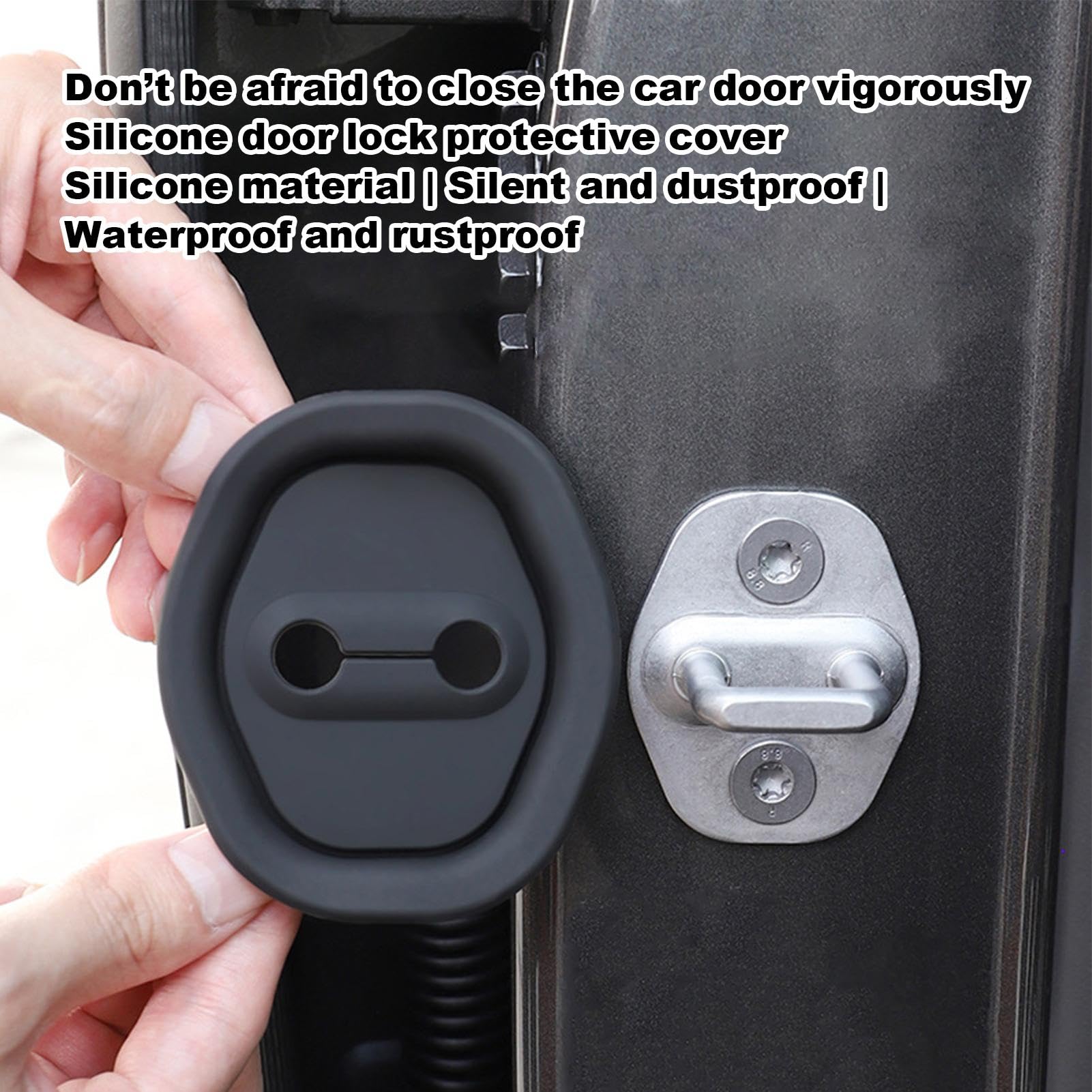 4 Pack Silicone Door Latch Protectors for Cars - Soft Shock Absorbing Door Lock Covers, Noise Reduction Pads, Universal Auto Accessories (Fits Most Vehicles) - Prevent Scratches & Protect Door Locks During Daily Commutes, Road Trips and Car Washes