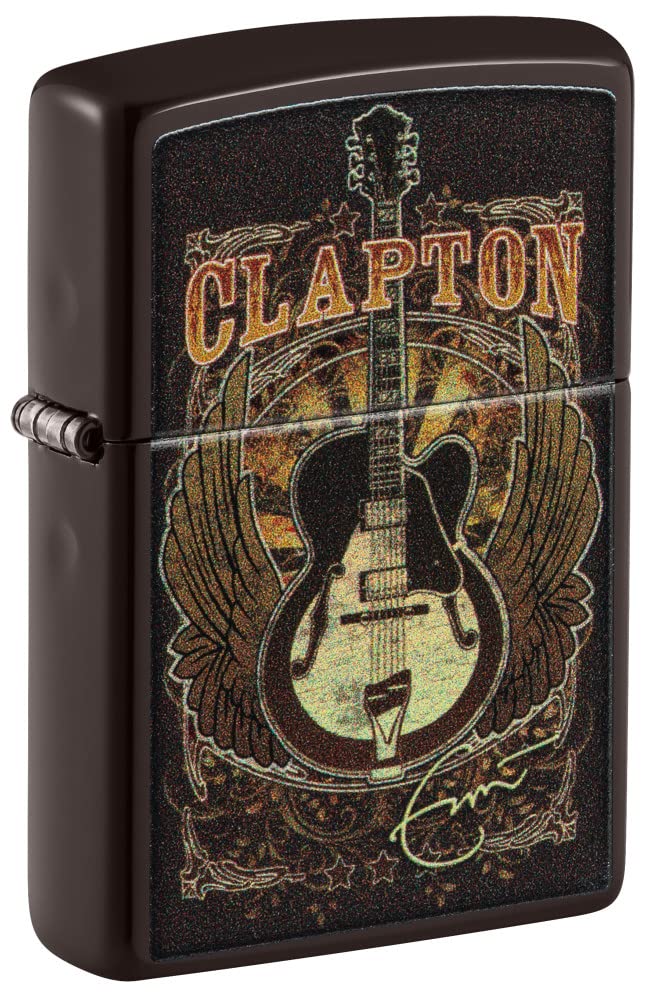 Zippo Eric Clapton Guitar Design Brown Windproof Pocket Lighter - Perfect for Outdoor Camping, Concerts & Collectors