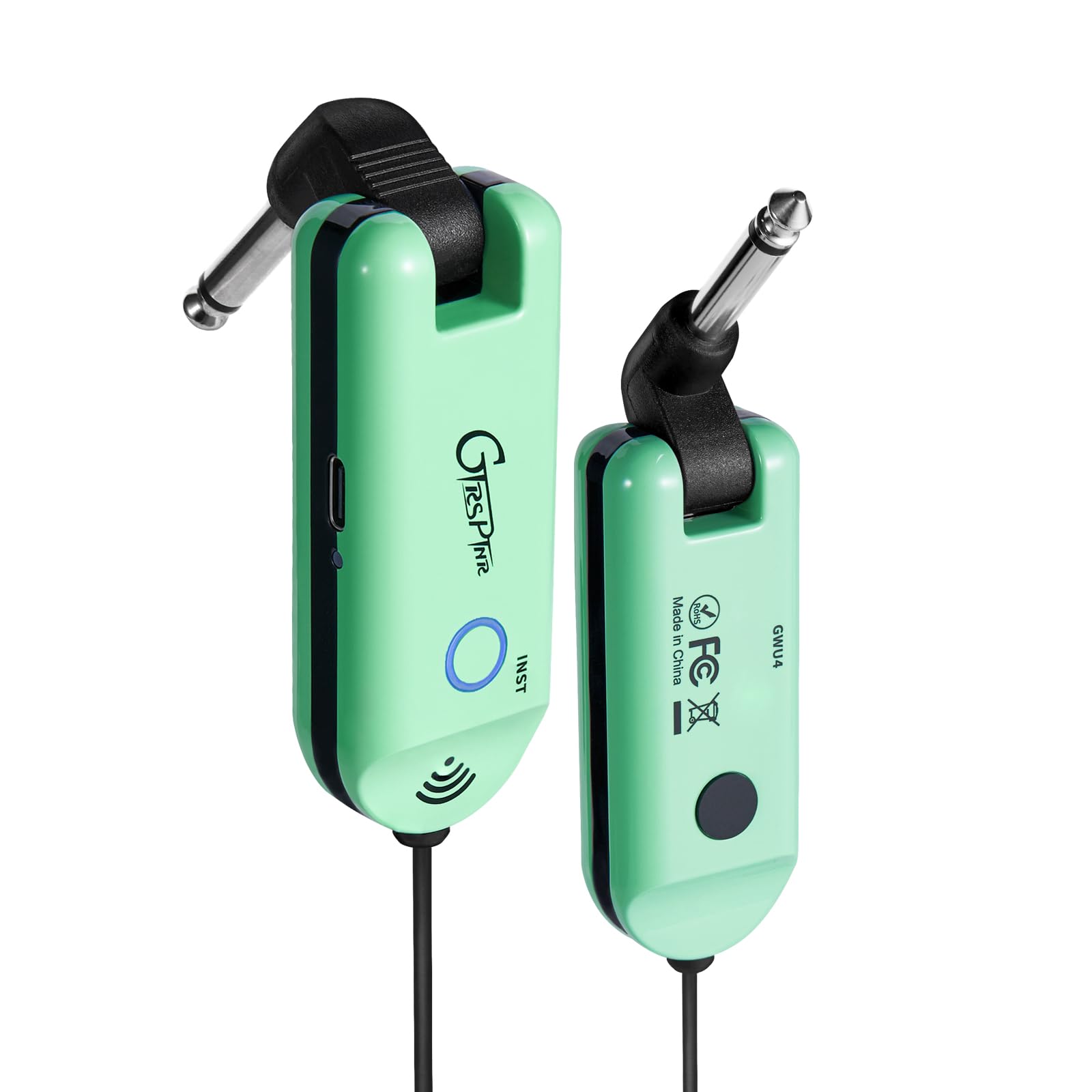 GTRS Wireless Guitar System - UHF Rechargeable Transmitter & Receiver for Electric Guitar, Bass & Music Instruments (Green) | Perfect for Live Performances, Studio Recording & Stage Shows