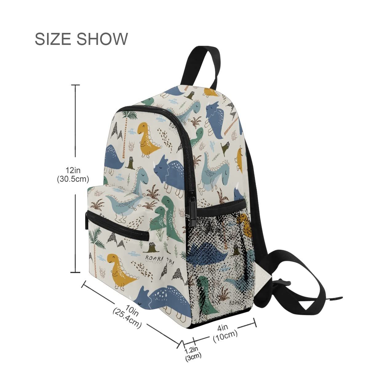 Dino Kids Backpack - Dinosaur School Bag for Toddlers & Preschoolers - Travel & Nursery Use