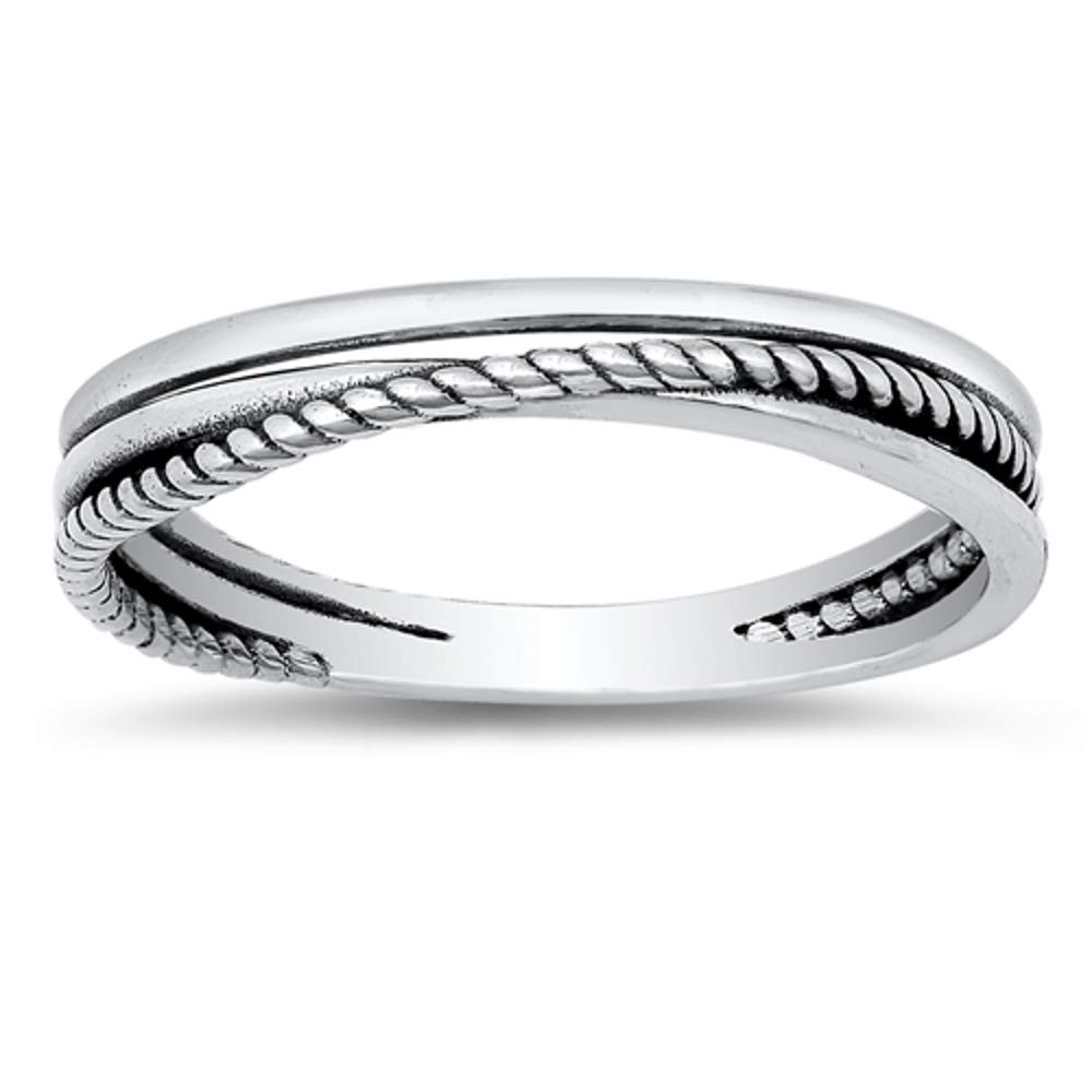 925 Sterling Silver Thin Band Rope Ring - Petite Braid Design with Gift Box - Perfect for Everyday Wear, Anniversary Gifts & Special Occasions