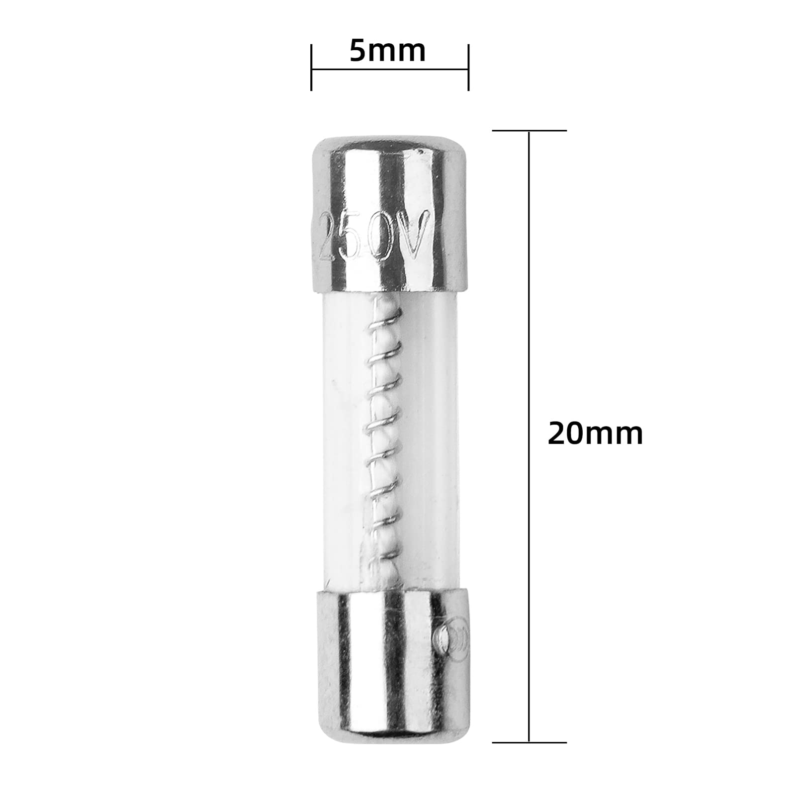10-Pack T5AL250V 5x20mm 5A Slow-Blow Glass Fuses 250V - Time Delay Fuse (3/16