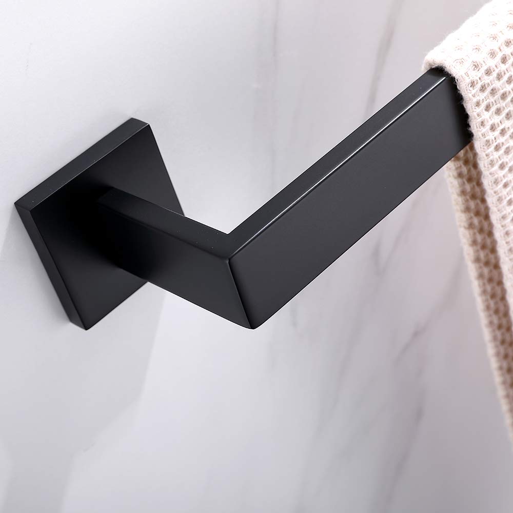 TASTOS 23.6 Inch Black Stainless Steel Towel Bar - Heavy Duty 304 SUS Bathroom & Kitchen Towel Holder - Wall Mounted with Screws - Matte Black Finish - Perfect for Bathrooms, Kitchens & Laundry Rooms