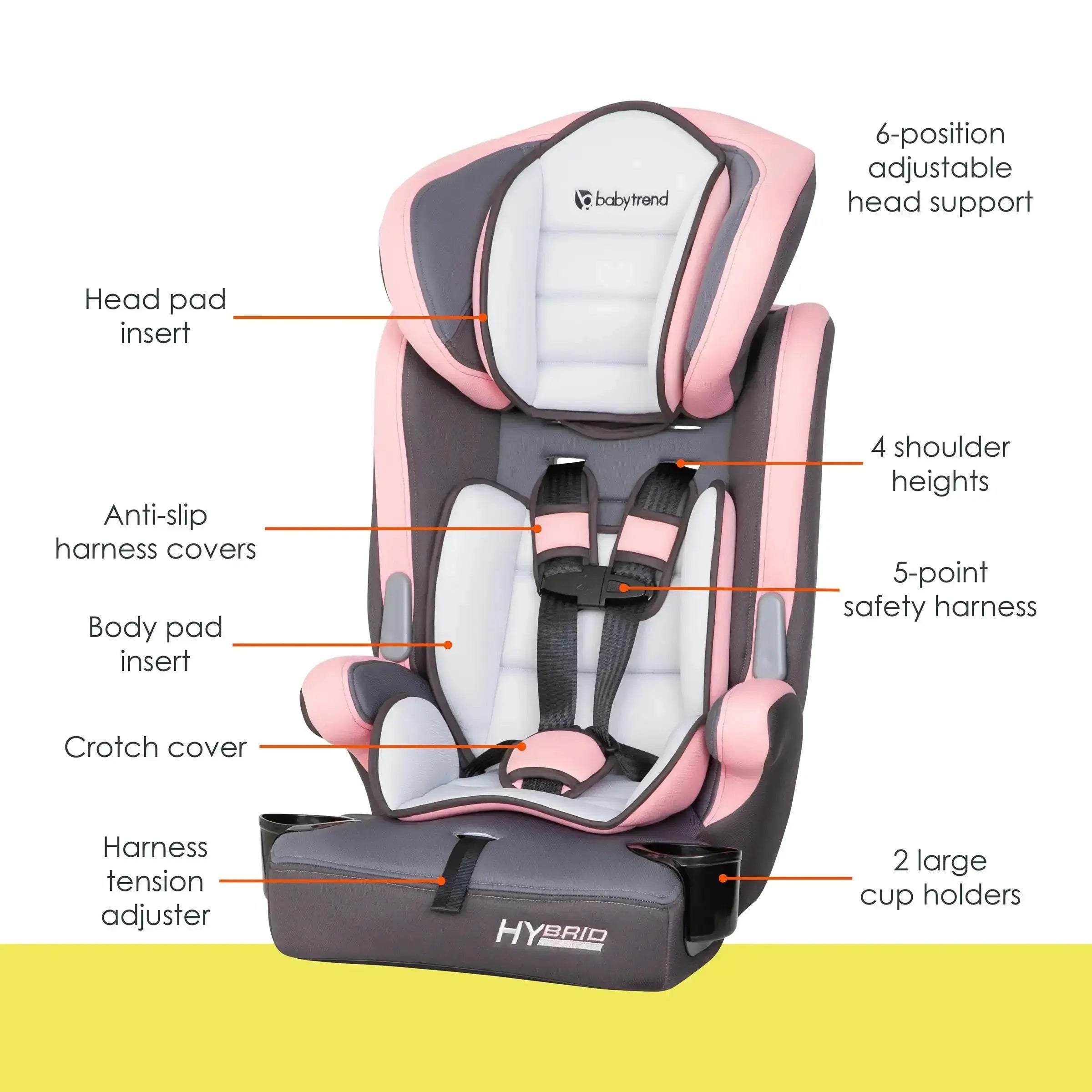 Hybrid™ 3-in-1 Convertible Car Seat - Safe & Comfortable Booster for Toddlers to Big Kids - Perfect for Travel, School & Family Road Trips