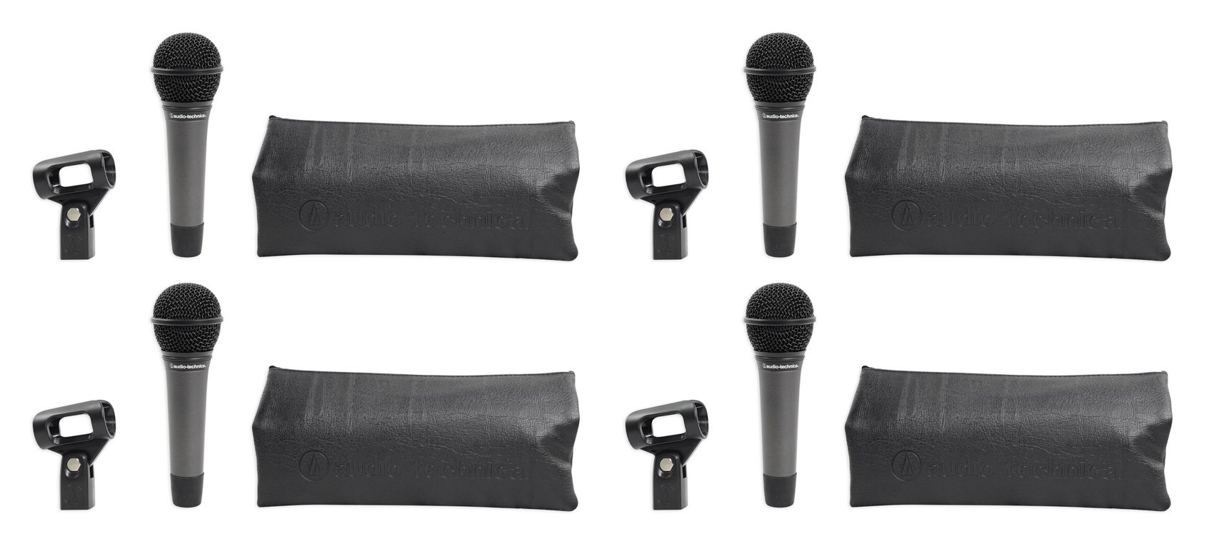 4 Audio Technica ATM410 Cardioid Dynamic Vocal Microphones with Neo Magnets - Ideal for Live Performances, Podcasting & Studio Recording