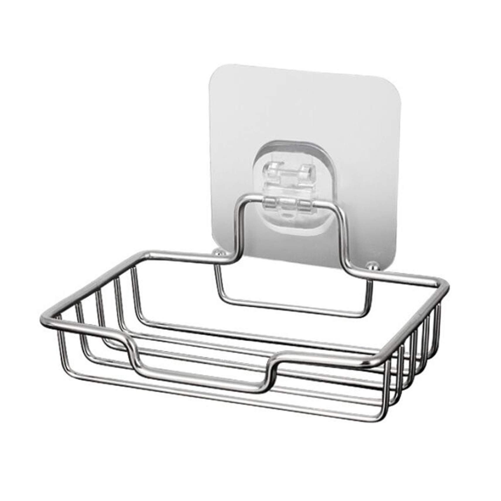 Winwinfly Stainless Steel Soap Dish Holder - Self Adhesive Wall Mounted Soap & Sponge Organizer for Kitchen, Bathroom, Shower | Space-Saving Storage Solution for Home & RV Use