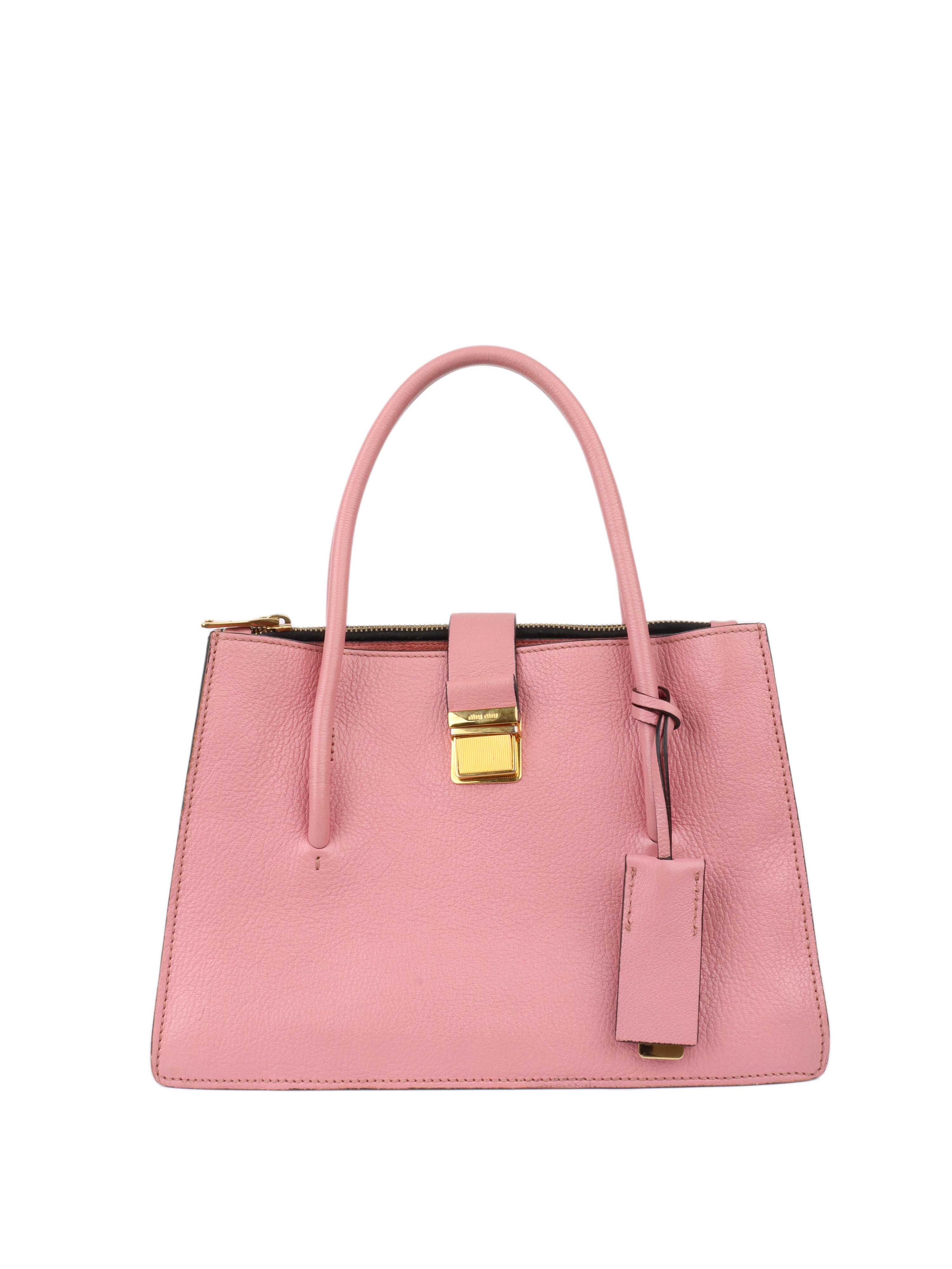 Miu Miu Pink Leather Tote Shoulder Bag for Women - Fashionable Designer Handbag for Work, Travel & Everyday Use