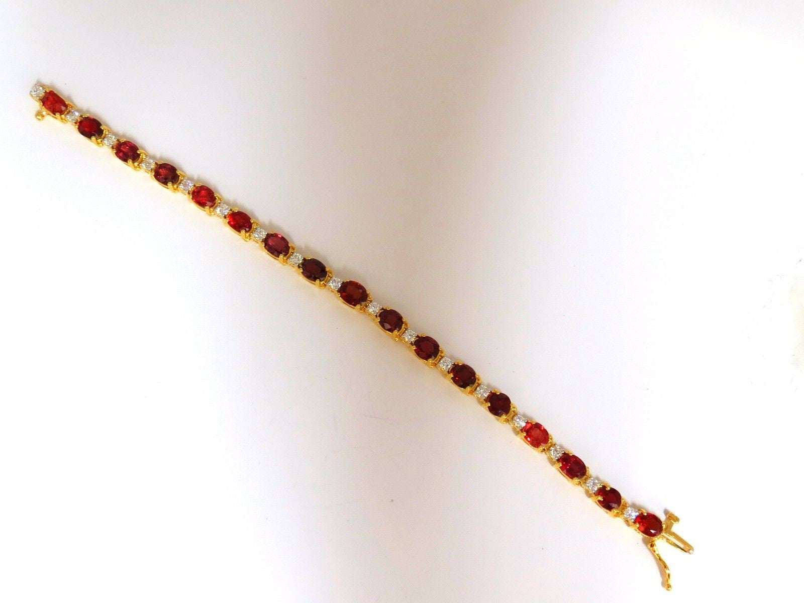 14.81ct Natural Unheated Red Spinel & Diamond Tennis Bracelet in 14K Gold - Elegant Jewelry for Weddings, Parties & Special Occasions