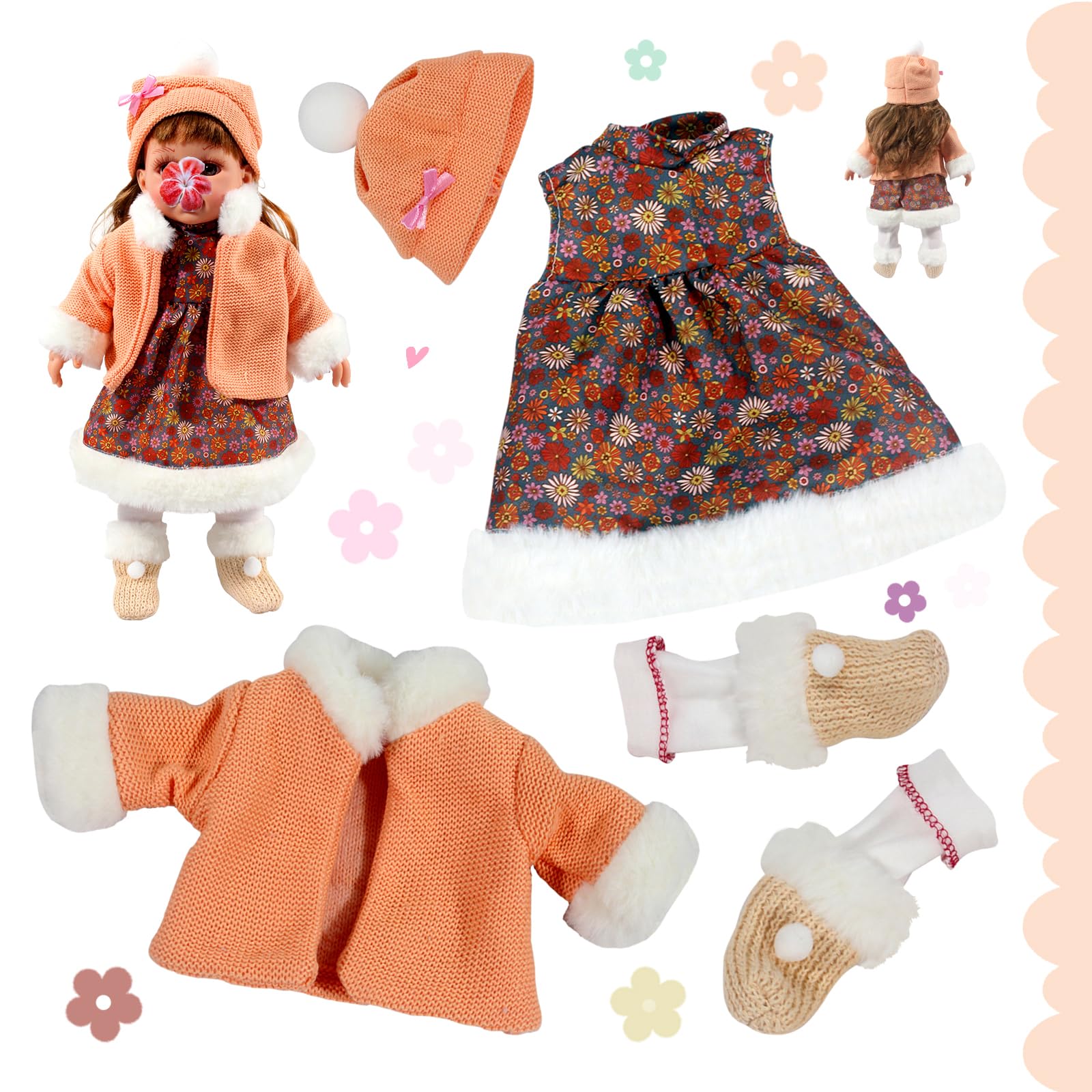 12-16 Inch Doll Clothes Set - Princess Dress & Sweater Outfit for Girls | Christmas & Birthday Gift