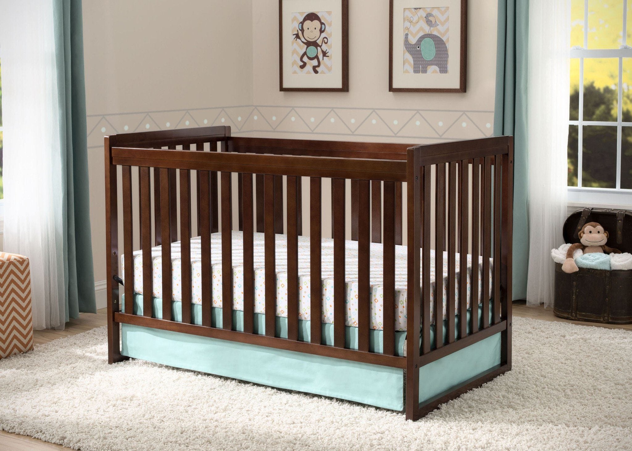 Urban Classic 3-in-1 Convertible Baby Crib with Toddler Rail - White Nursery Furniture for Newborns to Toddlers | Perfect for Small Spaces & Modern Nurseries