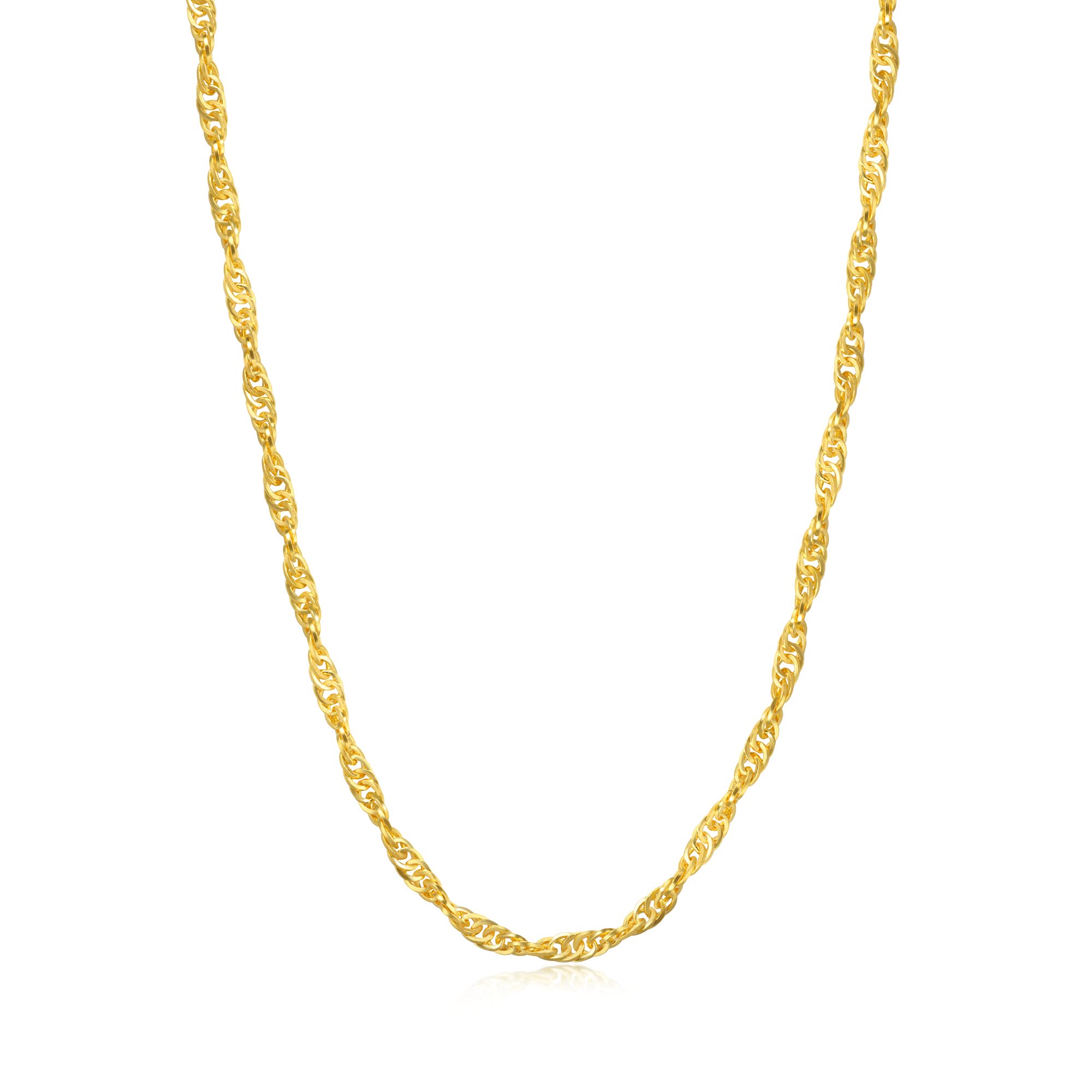 24K Solid Gold Singapore Chain Necklace | 999.9 Pure Gold Twisted Rope Design by Chow Sang Sang | Perfect for Gifts, Weddings & Special Occasions