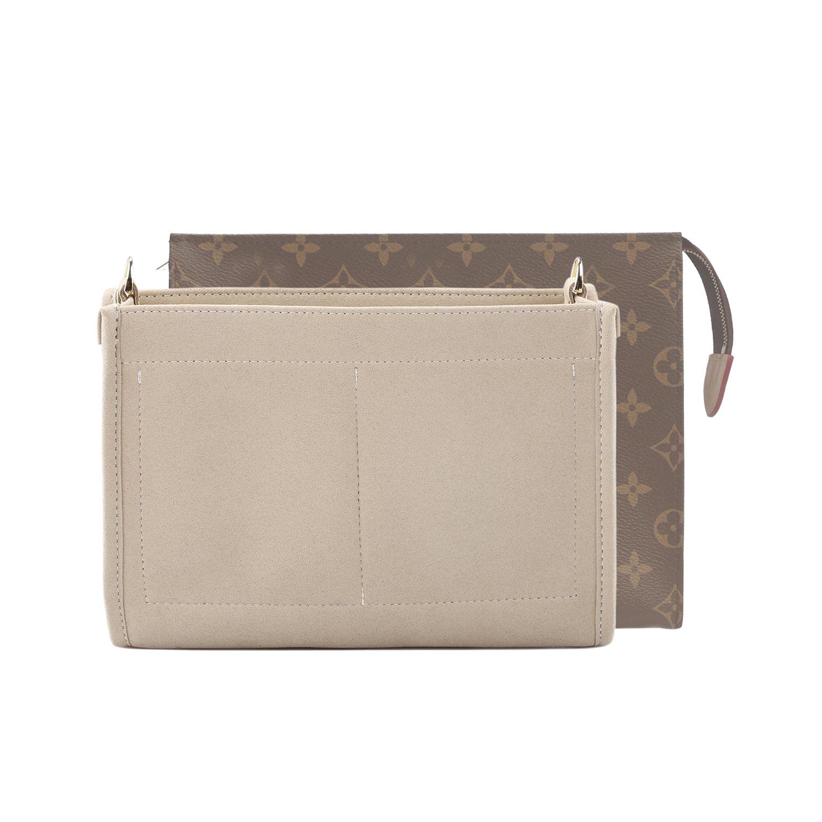 OULARIO Felt Insert Organizer Bag for LV Toiletry Pouch 26 & 19 | Premium Khaki Felt Purse Organizer | Perfect for Travel, Cosmetics & Daily Essentials Storage