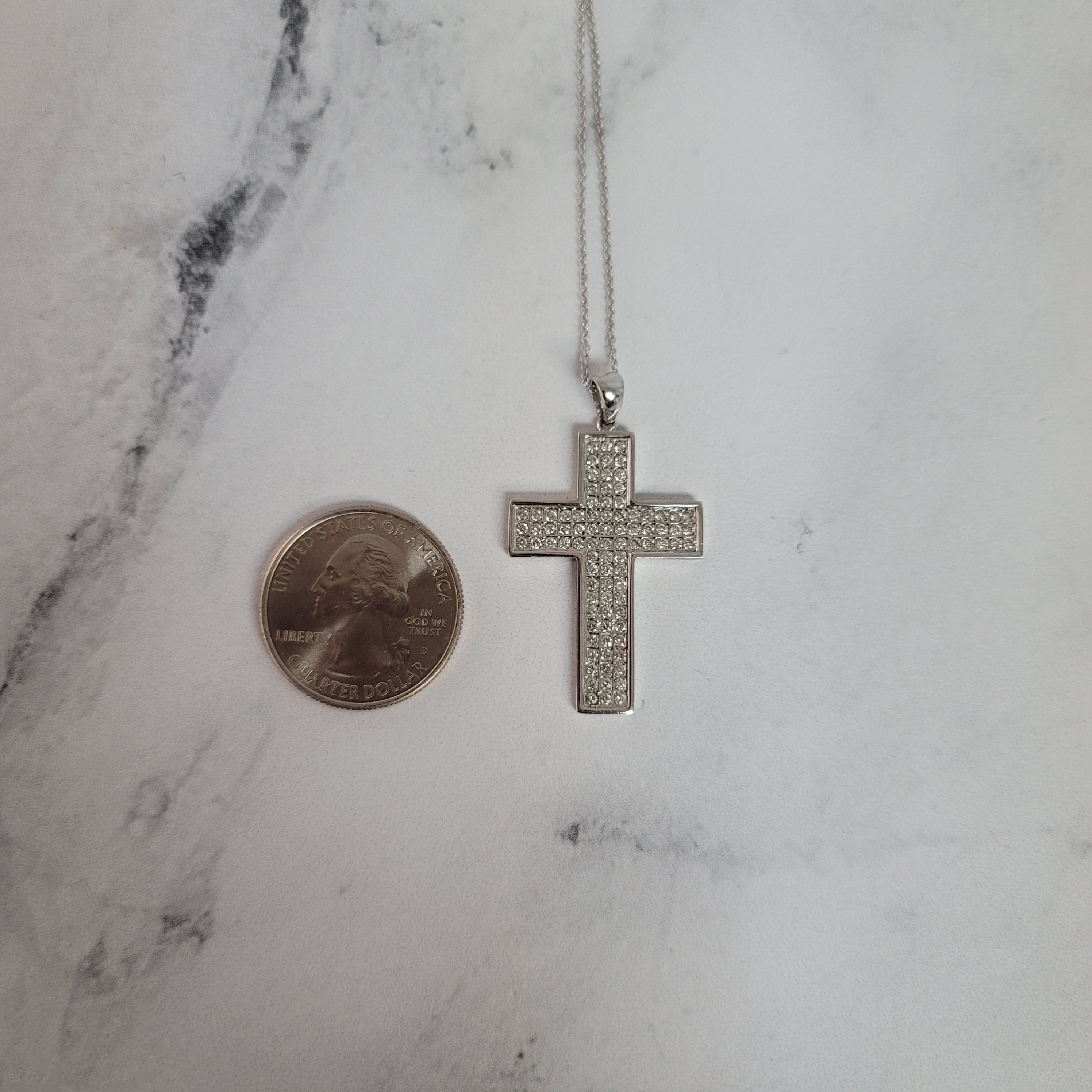 1 Carat Diamond Cross Pendant Necklace in 14K White Gold - Perfect for Weddings, Anniversaries & Religious Gifts