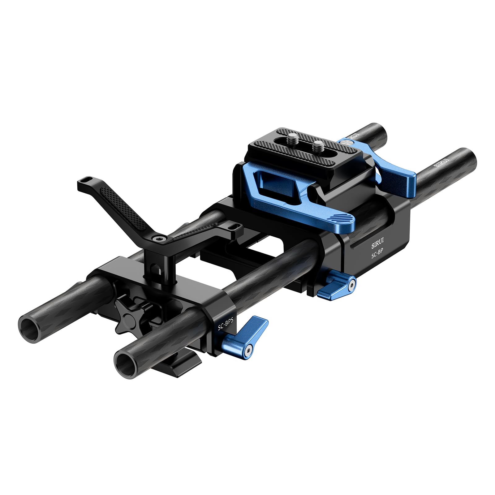 SIRUI Universal 15mm Camera Rod Rail Baseplate with Dual Carbon Fiber Rods - Y-Shaped Lens Bracket, Quick Release Plate & Clamp Set - Compatible with Tripods, Shoulder Rigs, DSLR & Mirrorless Cameras - Perfect for Videography, Photography & Film Production