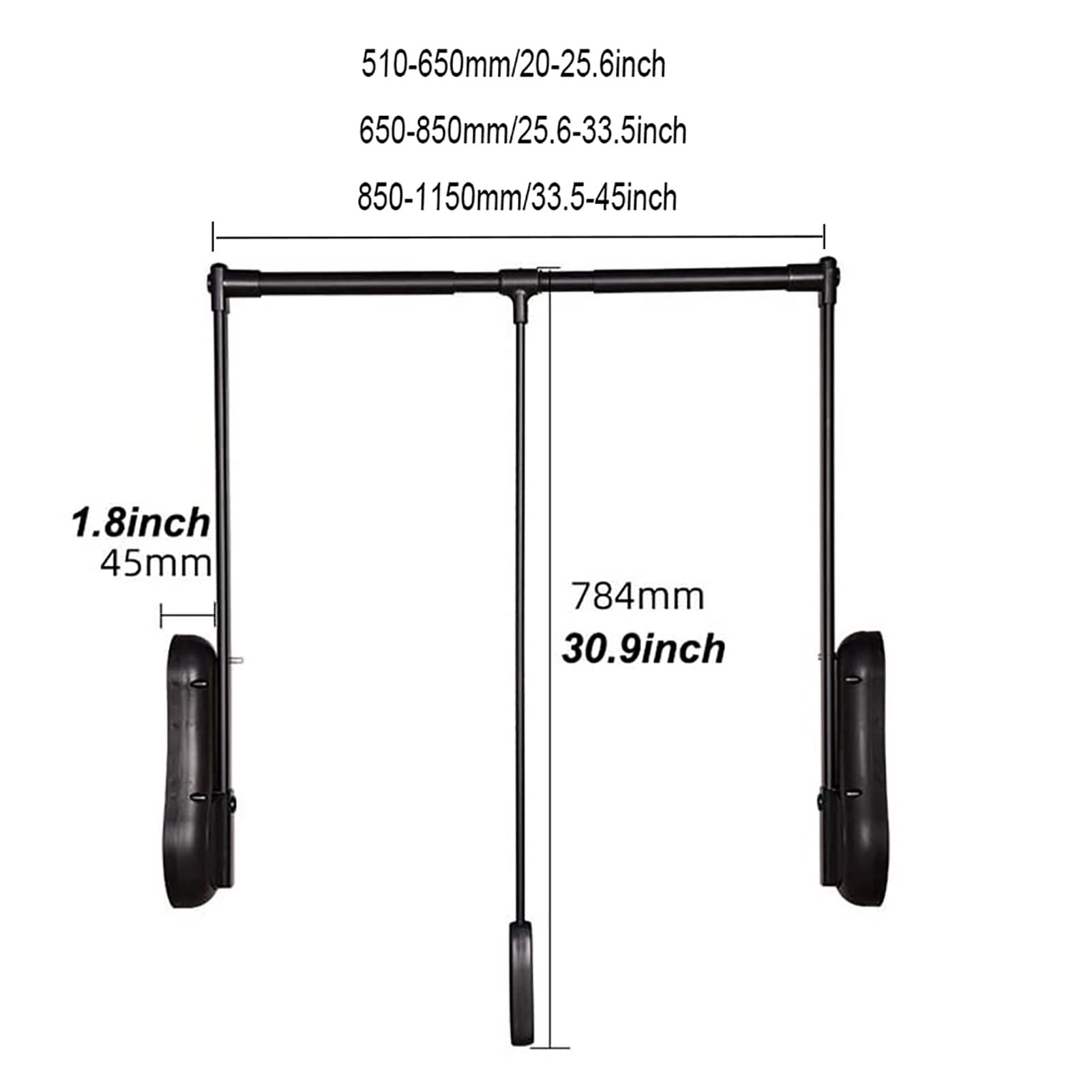 Adjustable Drop-down Closet Rod Organizer - Telescoping Wall-mounted Closet Lift Rail with Mounting Hardware (510-650mm) - Perfect for Small Closets, Laundry Rooms & Garages