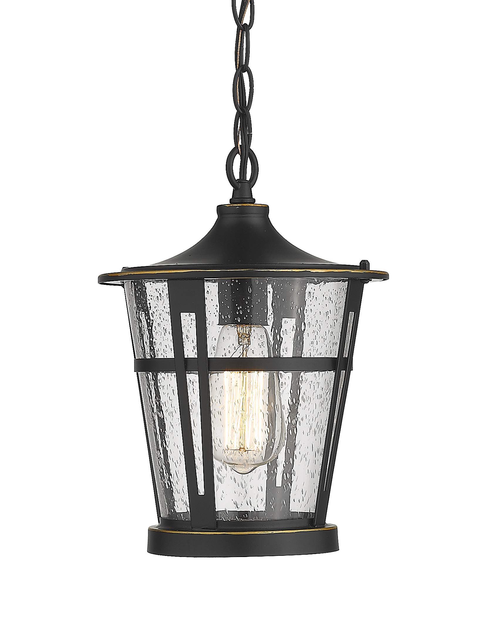 Bestshared 1-Light Outdoor Hanging Lantern - Weatherproof Pendant Lighting Fixture for Patio, Porch, Garden & Backyard Decor