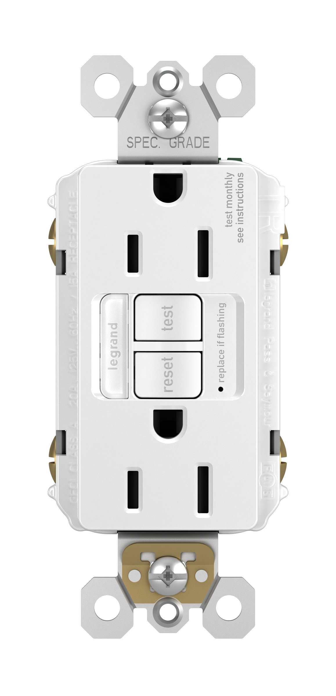 Legrand 15 Amp GFCI Outlet with Night Light & LED Indicator - Self-Test, Tamper-Resistant, Cool Touch - White Decorator Duplex Receptacle (1-Pack) - Perfect for Bathrooms, Kitchens & Outdoor Use