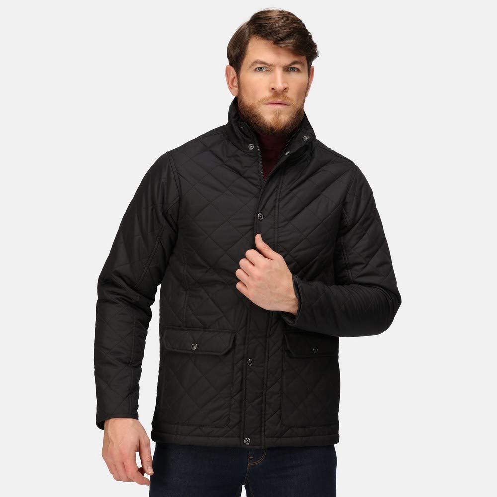Men's Tyler Quilted Jacket TRA441 - Navy Blue, Size L (Chest 42