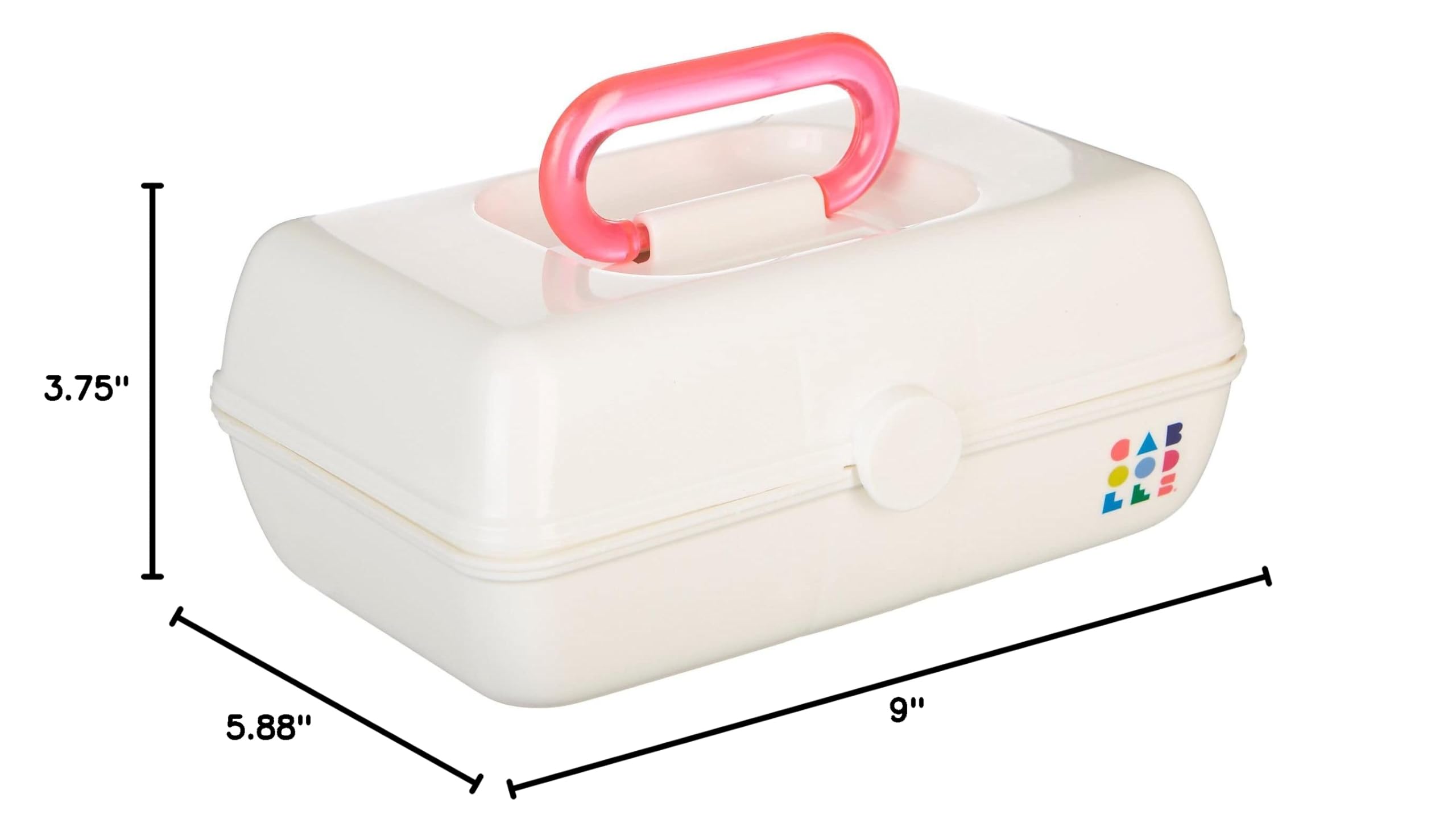 Caboodles Pretty in Petite Makeup Organizer Box - White Hard Plastic Cosmetic Case with 2 Swivel Trays & Fashion Mirror | Secure Travel Latch | Perfect for Travel, Home Vanity & On-the-Go Makeup Storage