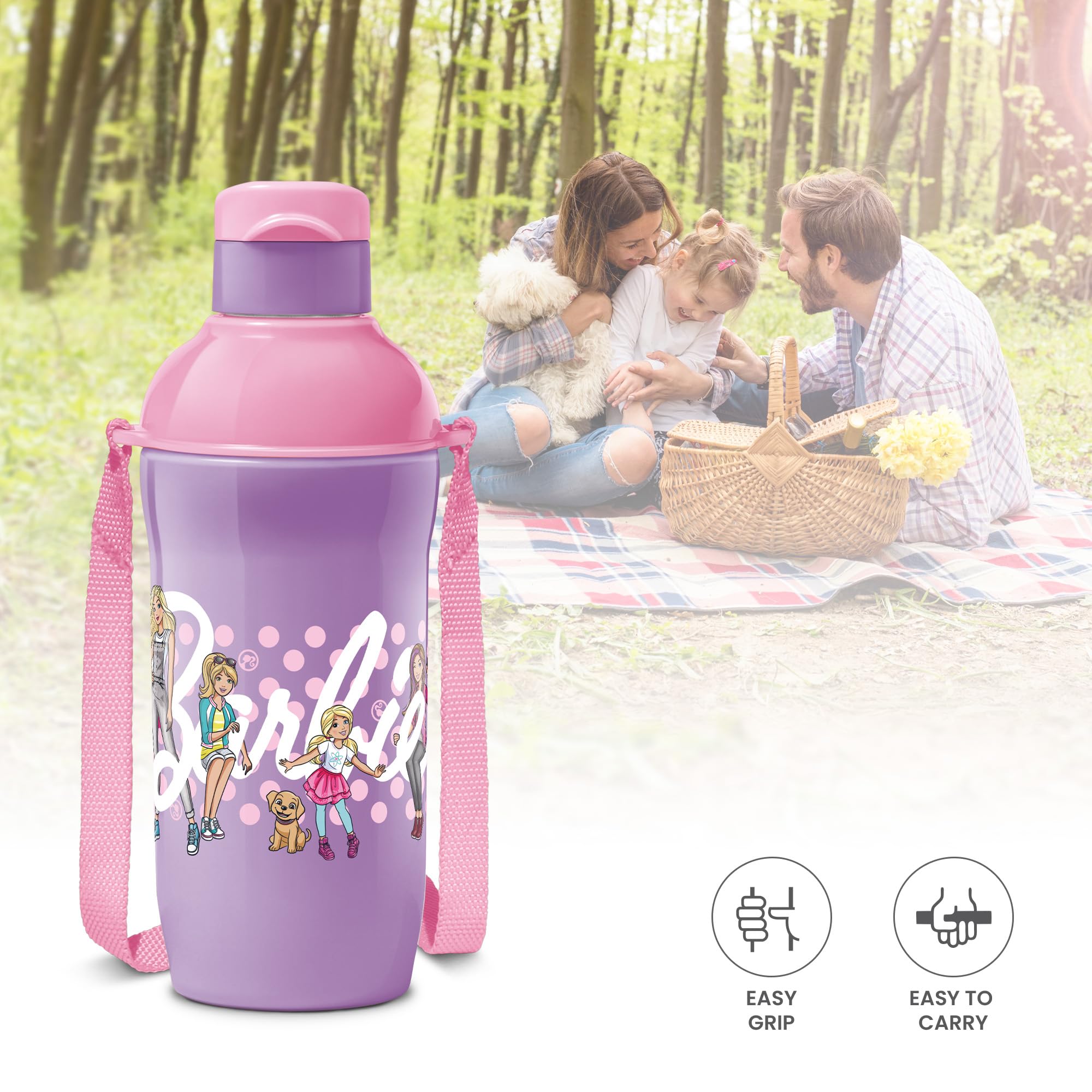 MILTON Steel Barbie 400 Insulated Stainless Steel Kids Water Bottle 390ml - Pink & Purple | PU Insulated for Hot & Cold Drinks | Leak Proof & Easy to Carry | Perfect for School, Travel & Outdoor Activities