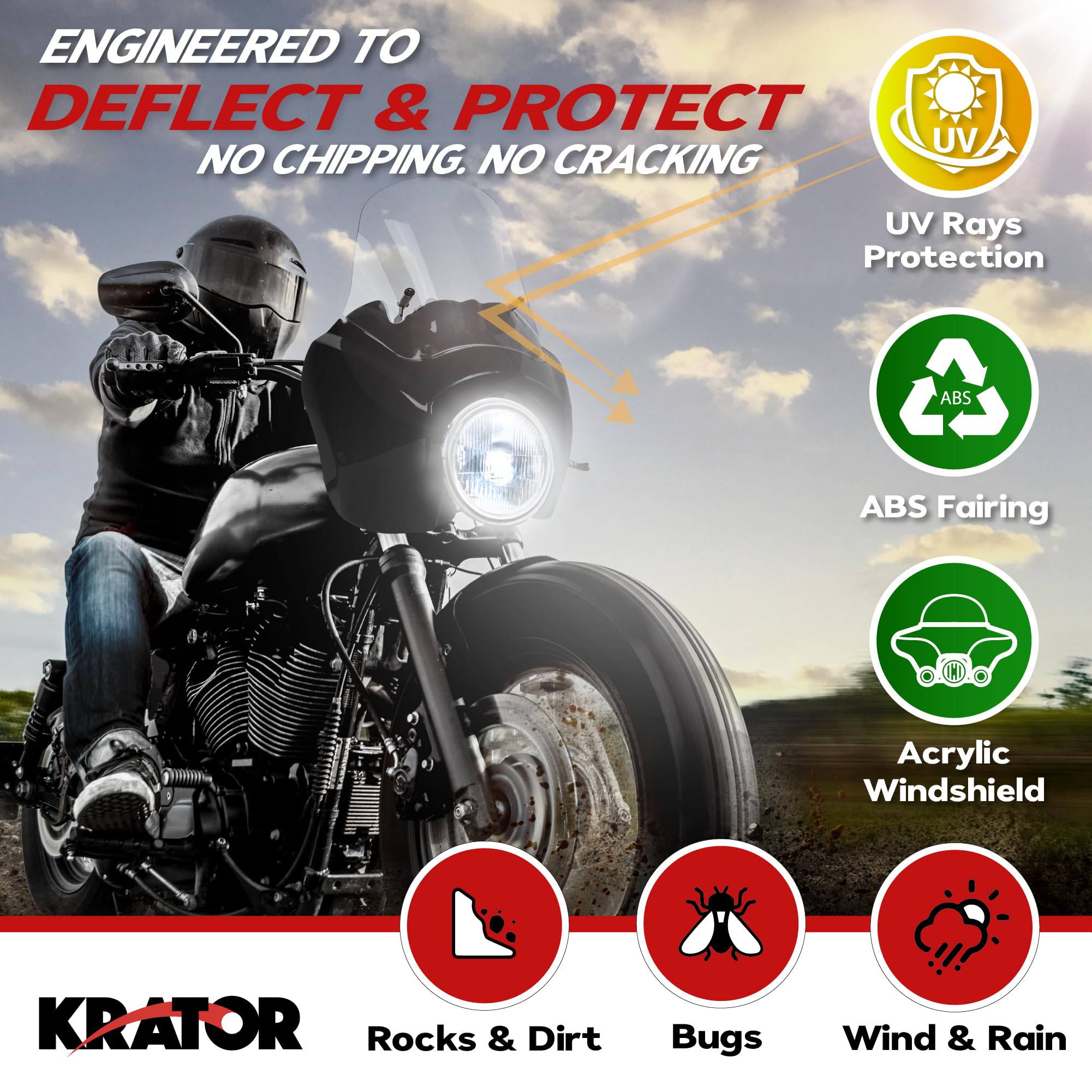 Black & Clear Tall Fairing Windshield Club Style Kit for Harley-Davidson Dyna, Super Glide T-Sport FXDXT, FXR - Perfect for Highway Riding & Wind Protection