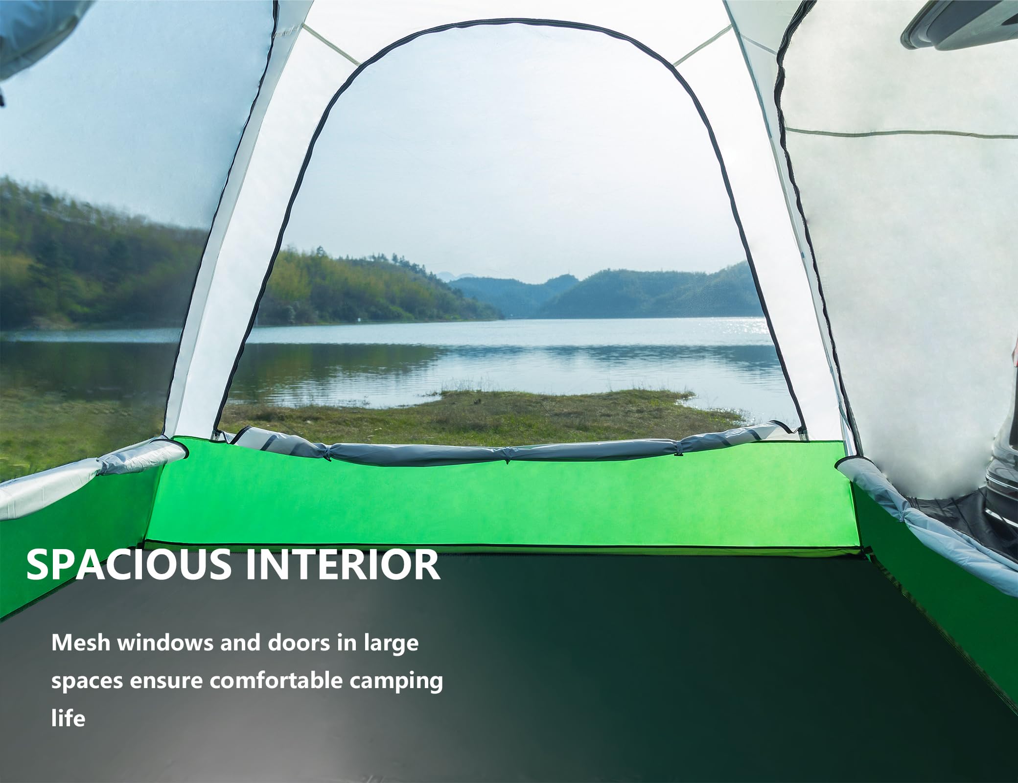6 Person SUV Tent for Camping - Waterproof Double Layer PU3000mm & UPF50+ UV Protection Car Shelter with Rainfly & Storage Bag (10'x10') - Perfect for Family Road Trips, Outdoor Adventures & Beach Camping
