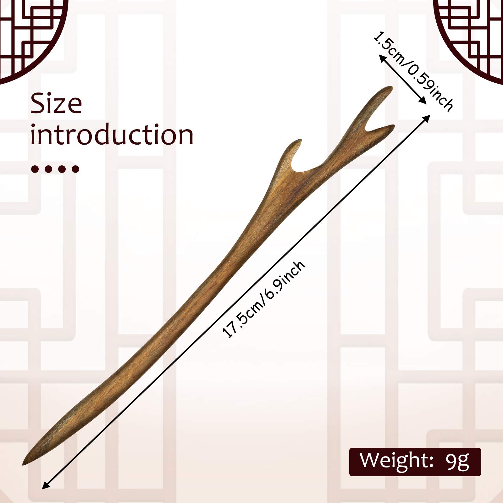 8Pcs Handmade Wooden Hair Sticks - Japanese Style Hair Chopsticks for Women, Bun Maker & Chignon Hair Accessories (Classic Pattern) | Perfect for Updos, Weddings, Cosplay & Traditional Hairstyles