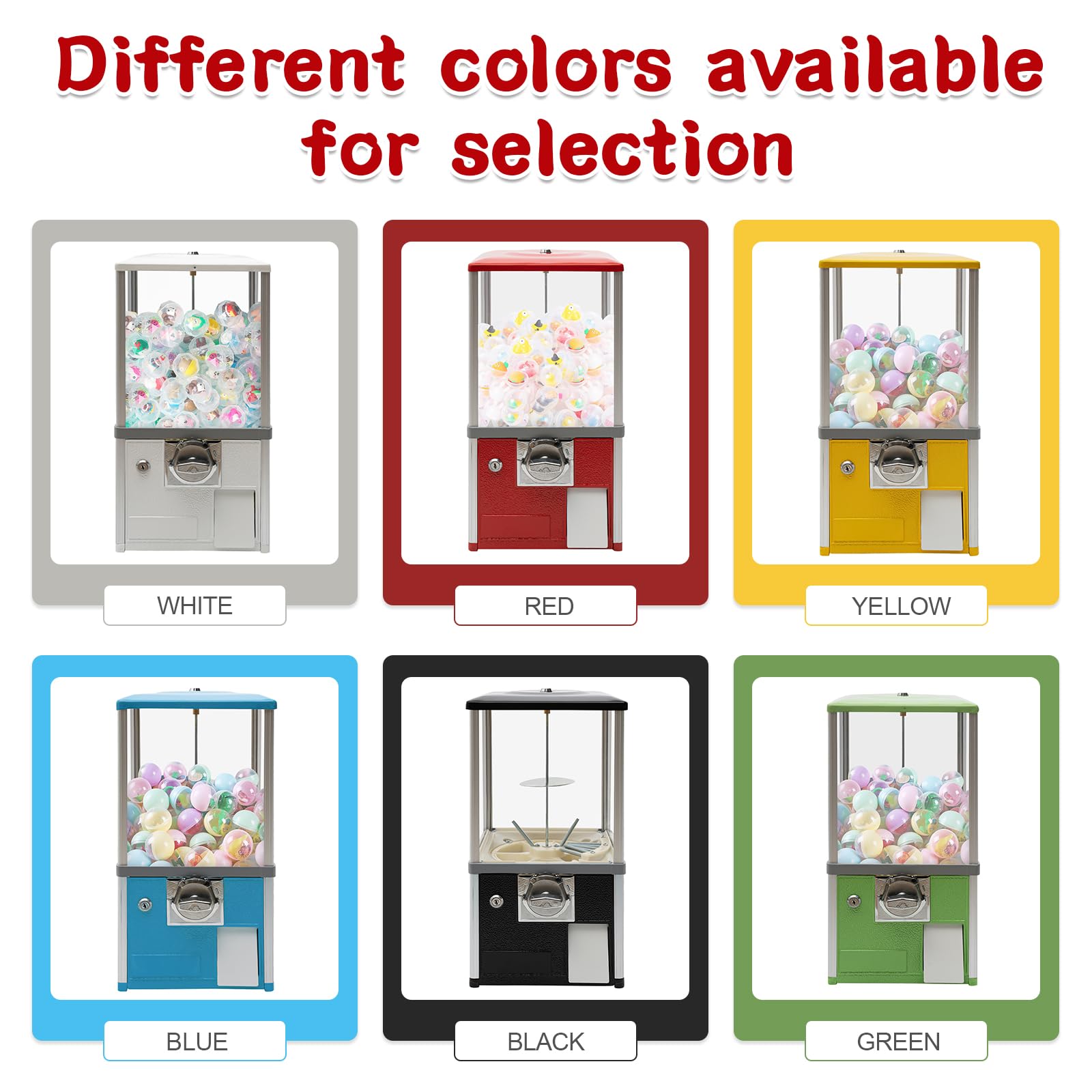 25 Cent Coin Operated Commercial Gumball Vending Machine - Toy Capsule Dispenser Prize Machine for Candy, Nuts & Feed (Red) | Perfect for Arcades, Retail Stores & Party Favors