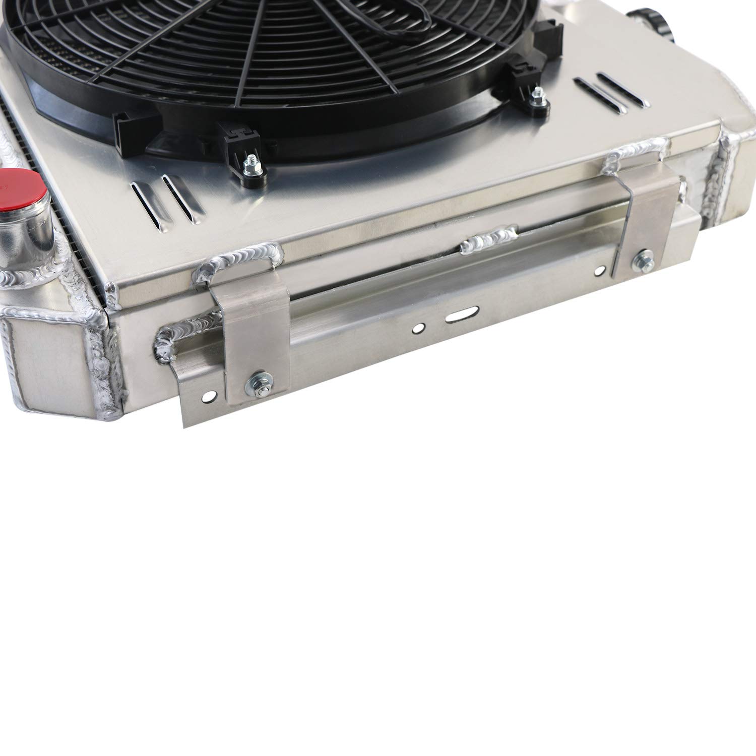 AlloyWorks 3-Row Aluminum Radiator with Shroud Fan & Relay Kit for 1955-1957 Chevy Bel Air, Nomad, One-Fifty, Two-Ten Series 4.3L/4.6L V8 - High Performance Cooling Upgrade for Classic Car Restoration & Hot Rod Builds