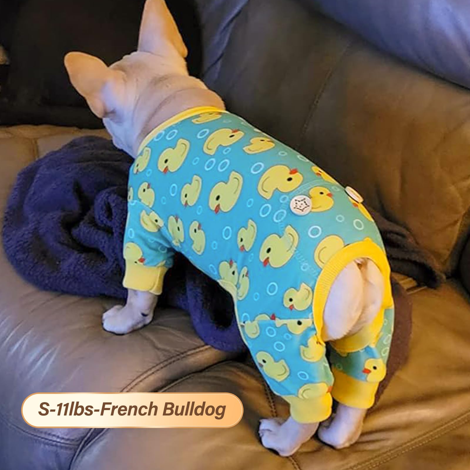 KYEESE Yellow Ducks Dog Pajamas - Soft Pet Onesie for Small Dogs & Cats, Post-Surgery Recovery Suit & Cozy Coat - Perfect for Indoor Wear, Pet Costume Parties & Post-Op Care