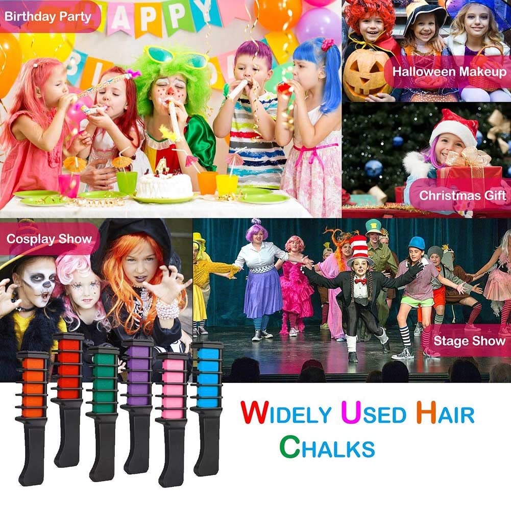Washable Temporary Hair Chalk Comb - Vibrant Orange Color for DIY Hair Styling | Perfect for Halloween, Birthday Parties, Cosplay & Festive Events