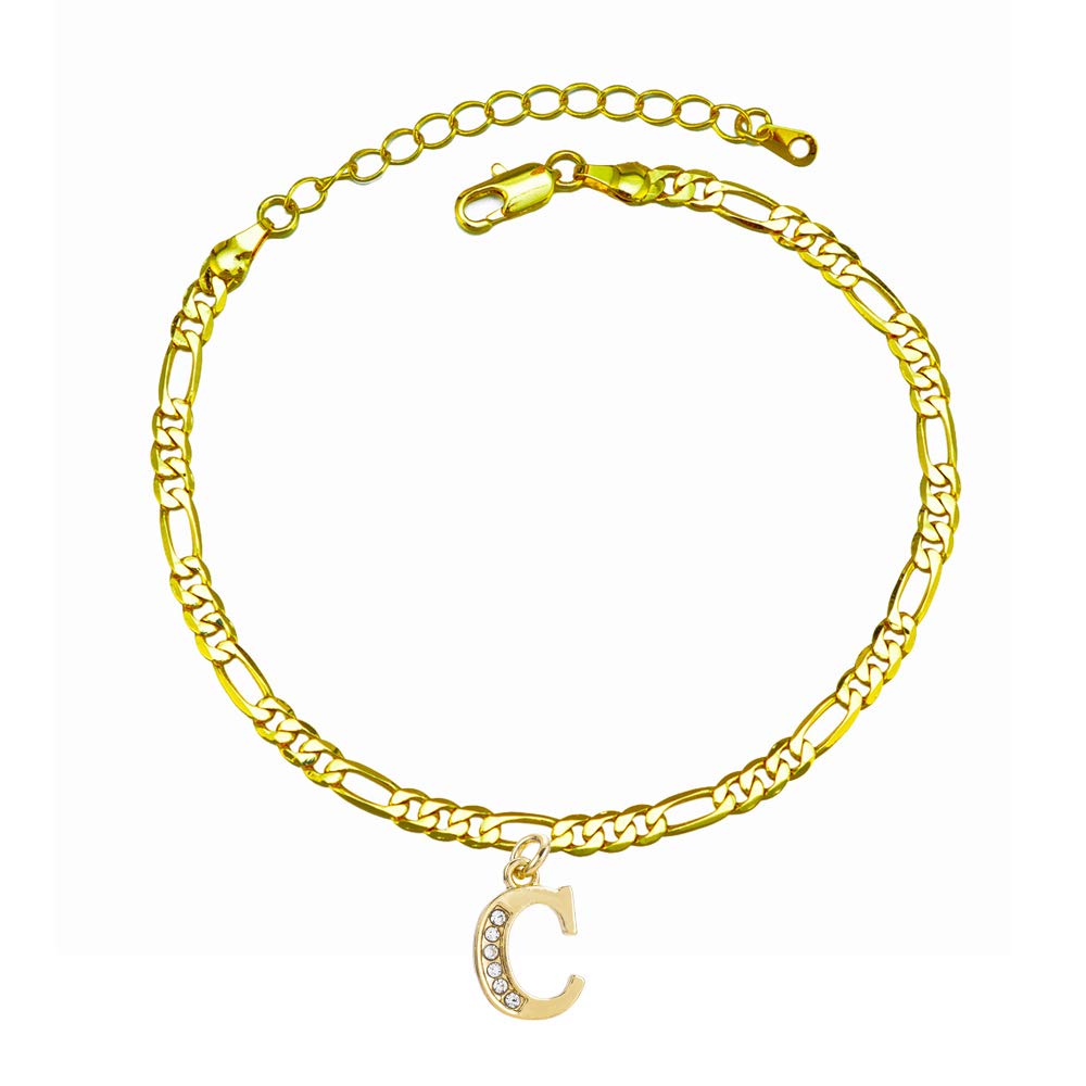Personalized Initial Ankle Bracelets for Women & Men - 18K Gold & Silver Figaro Cuban Link Anklet for Women, Teen Girls - Custom Name Gold Anklet with Initials - Perfect for Gifts, Beach Wear & Everyday Fashion Accessories