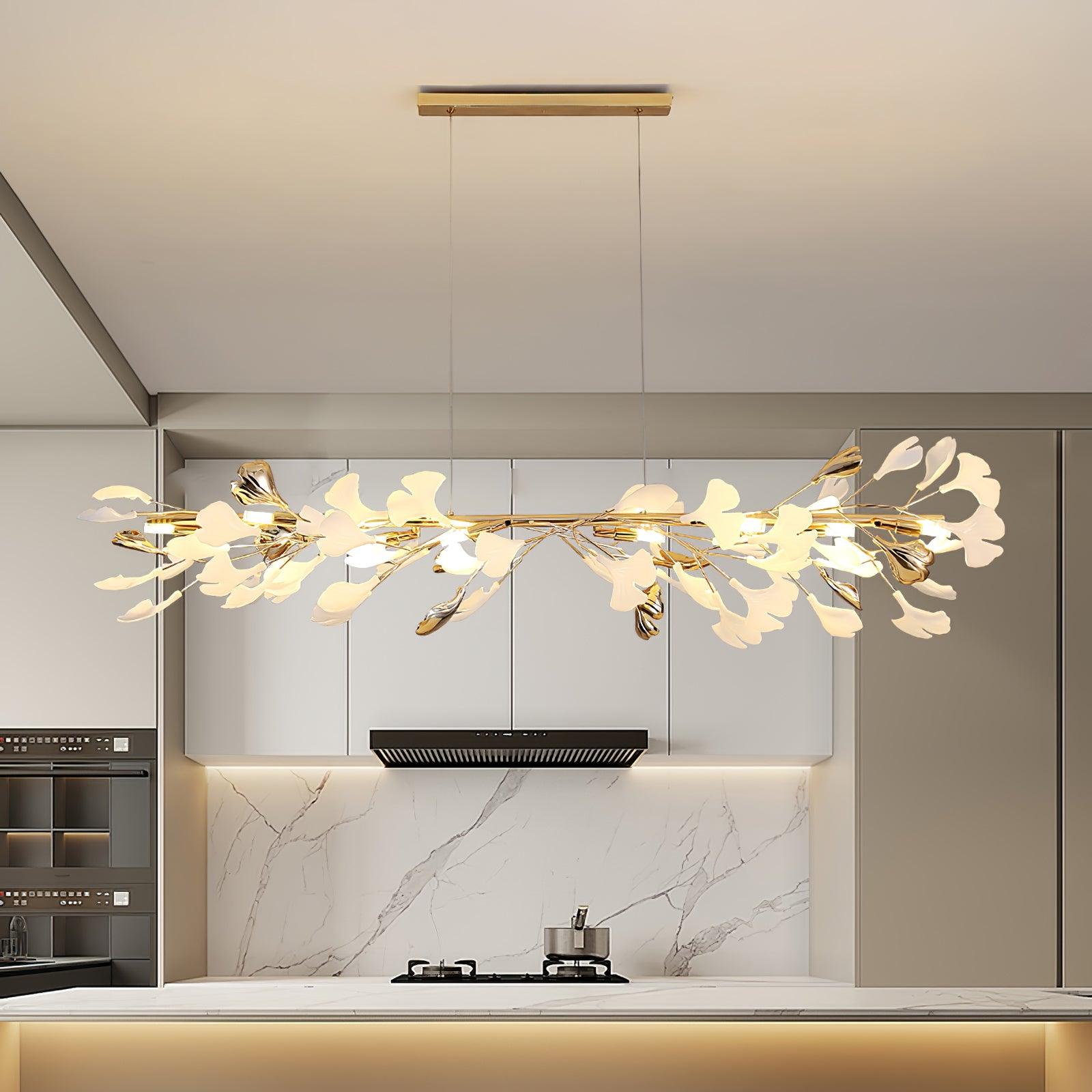 Elegant Ginkgo Leaf Chandelier - Modern Gold Ceiling Light Fixture for Dining Room, Living Room & Bedroom Decor | Perfect for Home, Hotel and Restaurant Lighting