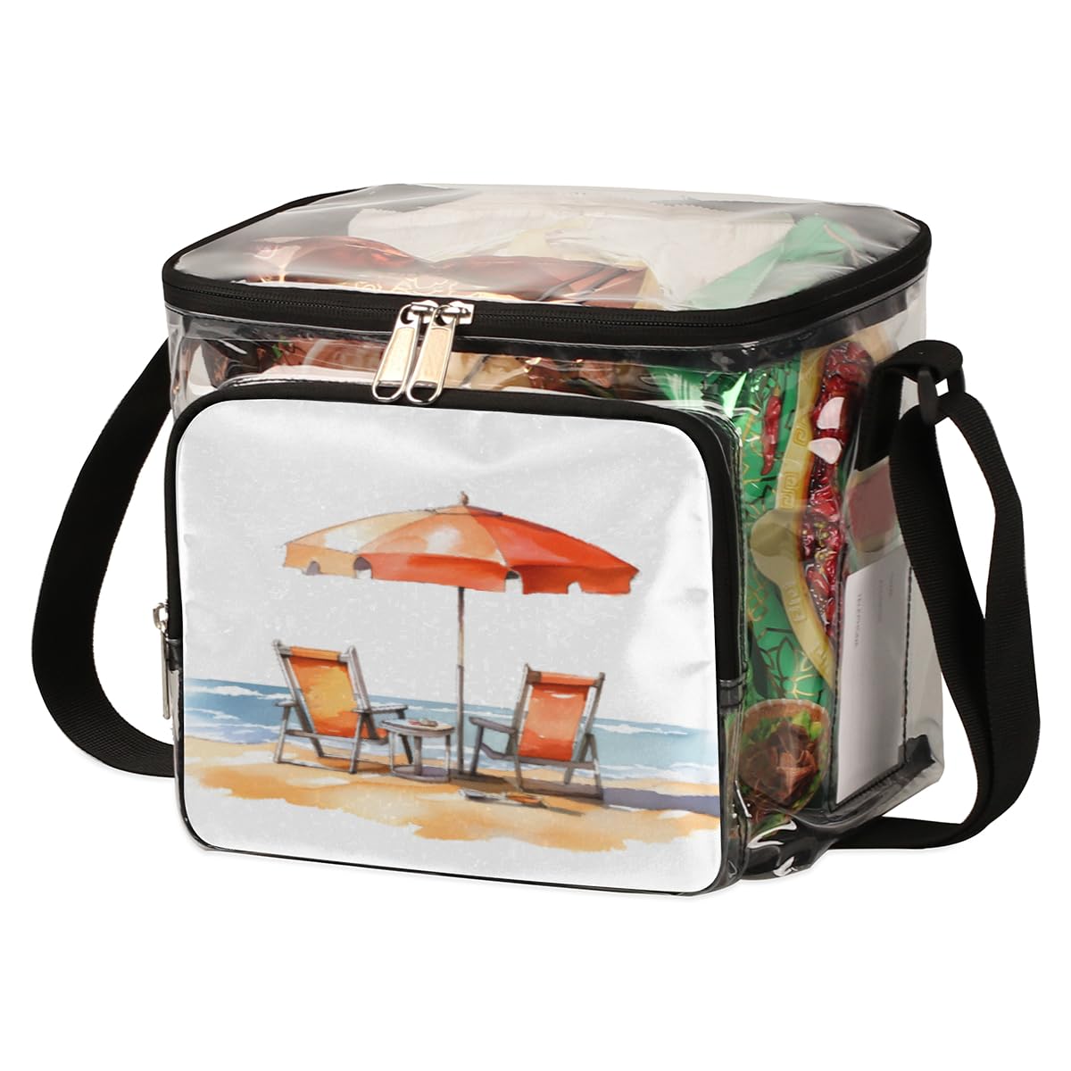 GzLeyigou Clear Transparent Beach Tote Bag with Handles - Waterproof Crossbody Shoulder Bag for Outdoor, Travel, Picnic, Concerts & Sports Events | Perfect for Hawaii Vacation, Pool Party, Stadium Security Check and Summer Beach Essentials