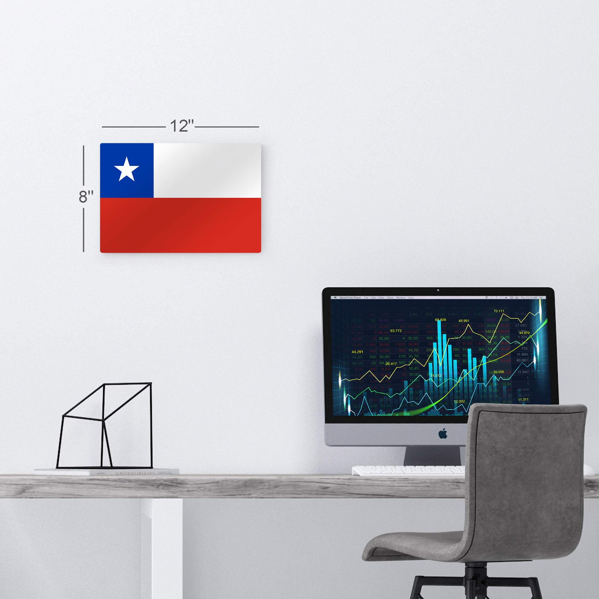 Chile Flag Metal Wall Art Print - 20x30 Inch Modern Home Decor for Office, Living Room, Dorm, Bedroom & Man Cave | Ready to Hang Made in USA | Perfect for Sports Bars, Game Rooms & Patriotic Decorations
